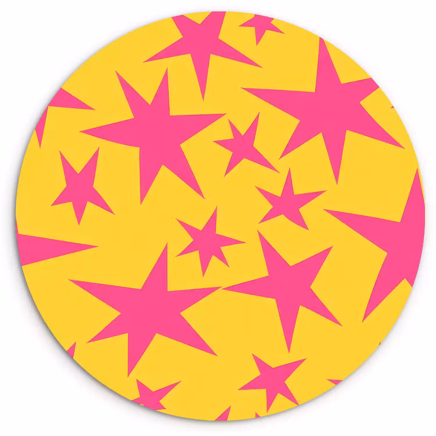 Sterren - Patroon - Roze - Geel Wandcirkel kunststof plaat 5mm dik klein 188 -3d