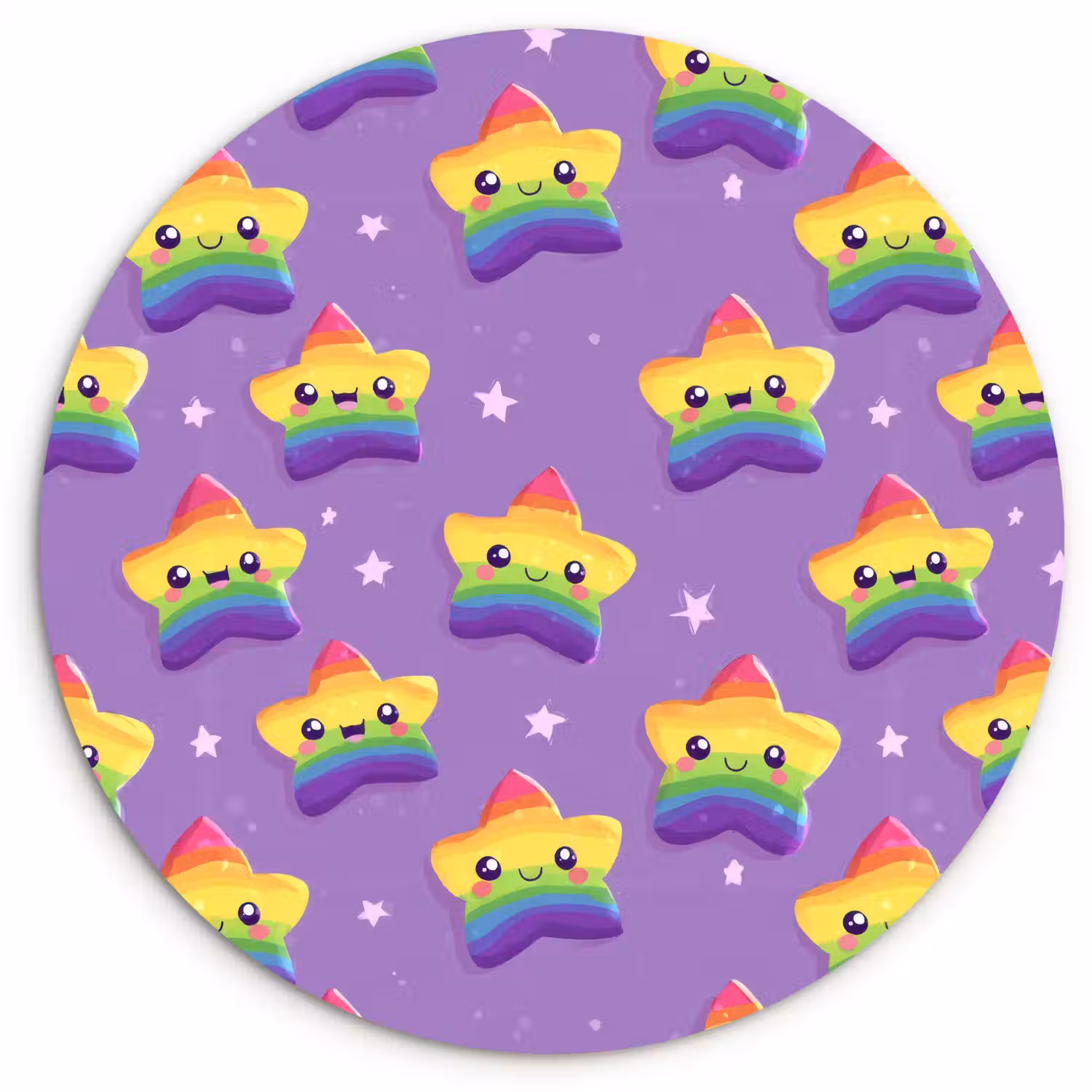 Sterren - Regenboog - Paars Wandcirkel kunststof plaat 5mm dik klein 188 -3d