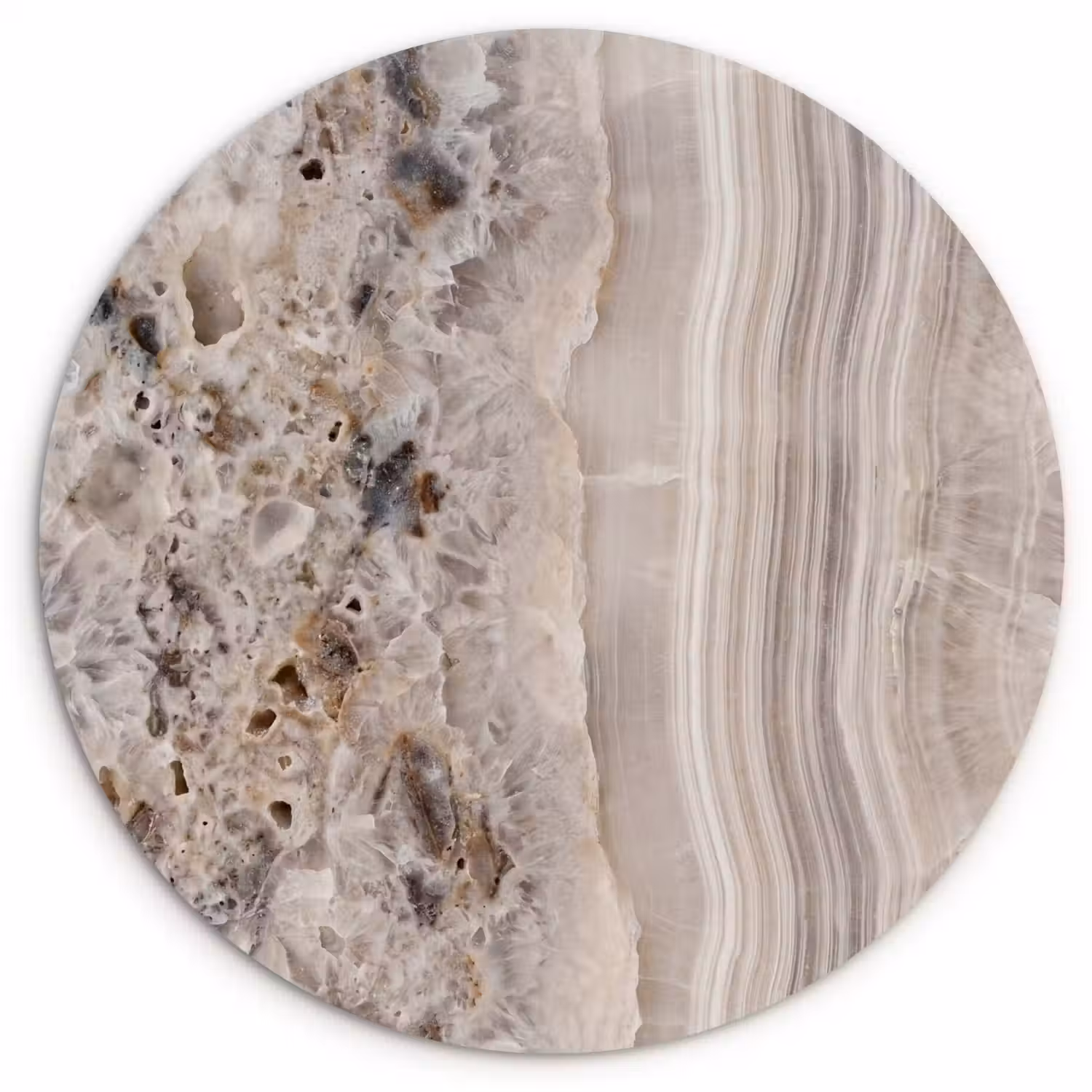 Steen - Textuur - Abstract - Beige - Wit Wandcirkel kunststof plaat 5mm dik klein -3d