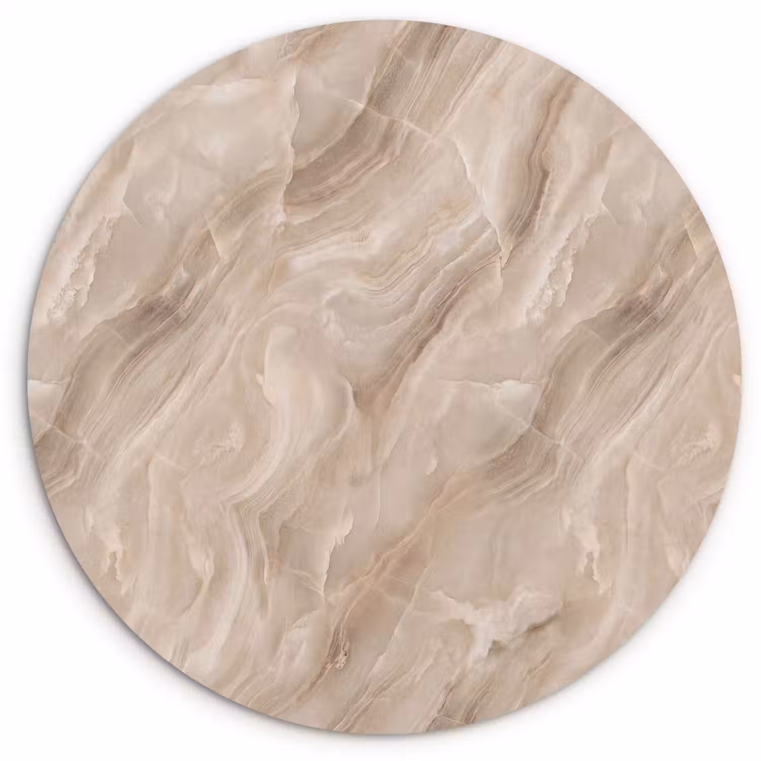Steen - Golvend - Abstract - Beige Wandcirkel kunststof plaat 5mm dik klein -3d