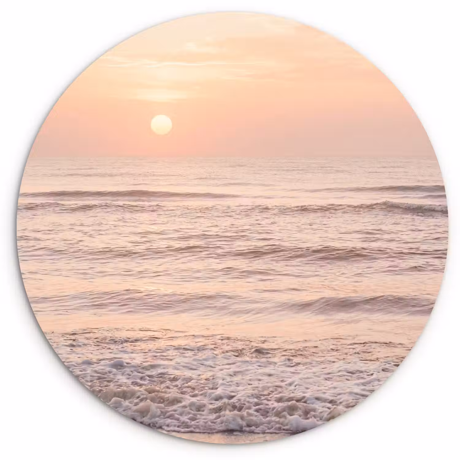 Zon - Strand - Roze Wandcirkel kunststof plaat 5mm dik klein -3d