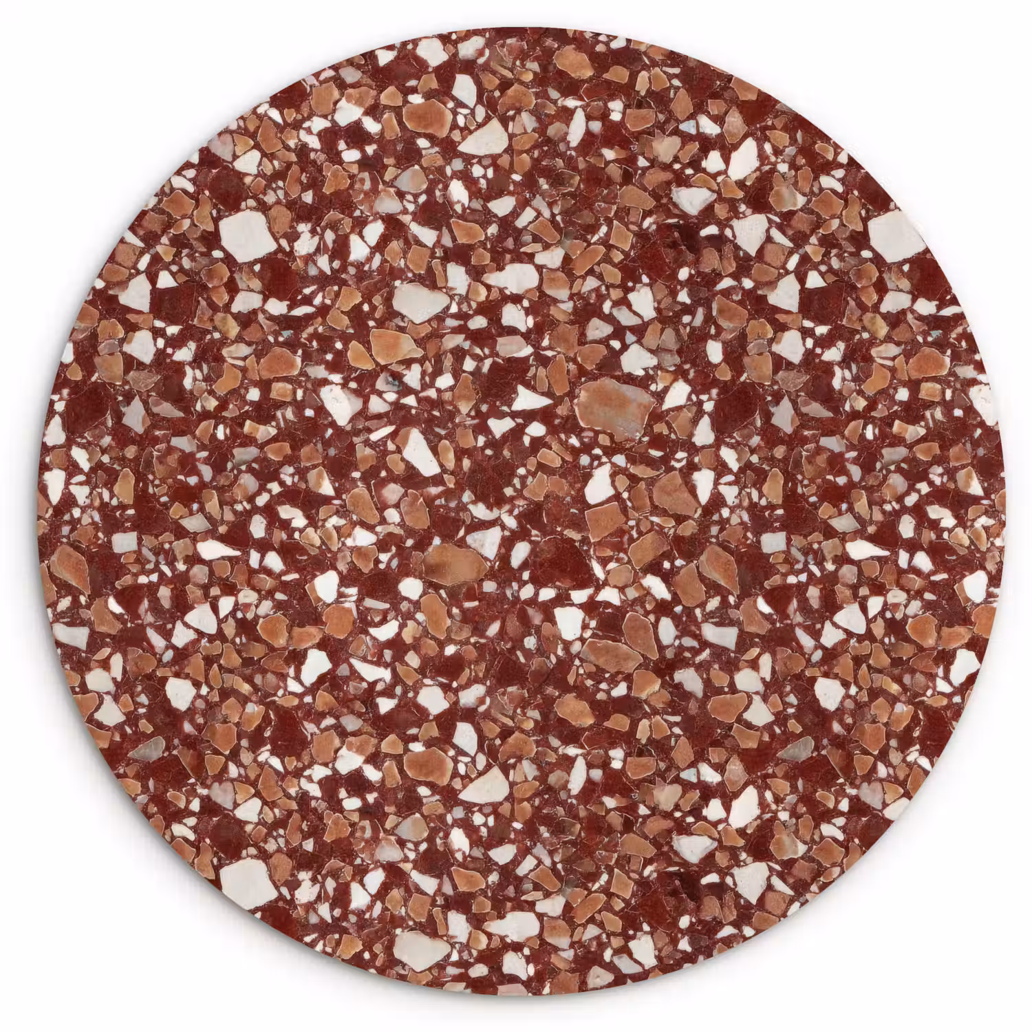Terrazzo - Patroon - Steentextuur - Roodbruin Wandcirkel kunststof plaat 5mm dik klein 188 -3d