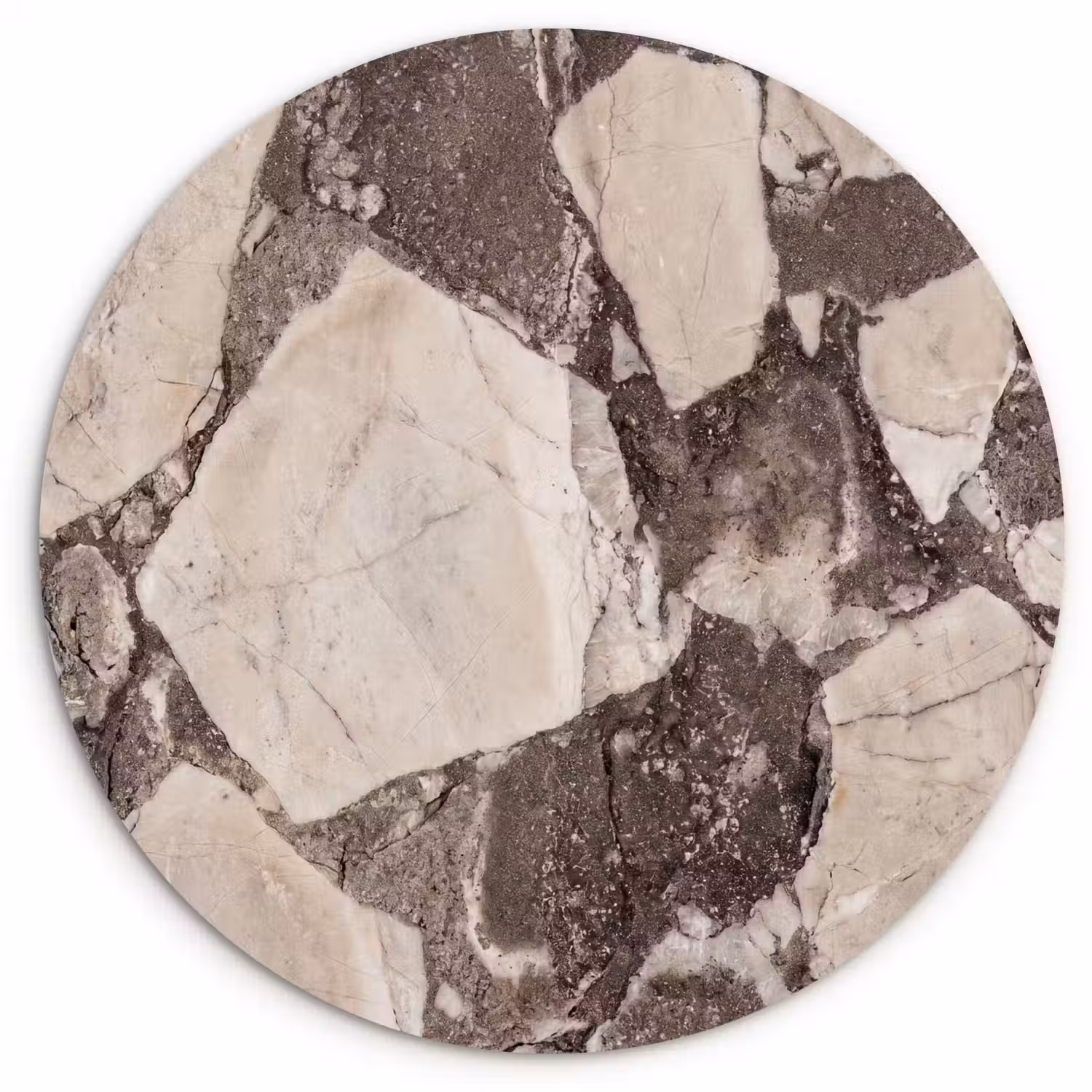 Textuur - Marmer - Abstract - Beige - Bruin Wandcirkel kunststof plaat 5mm dik klein -3d