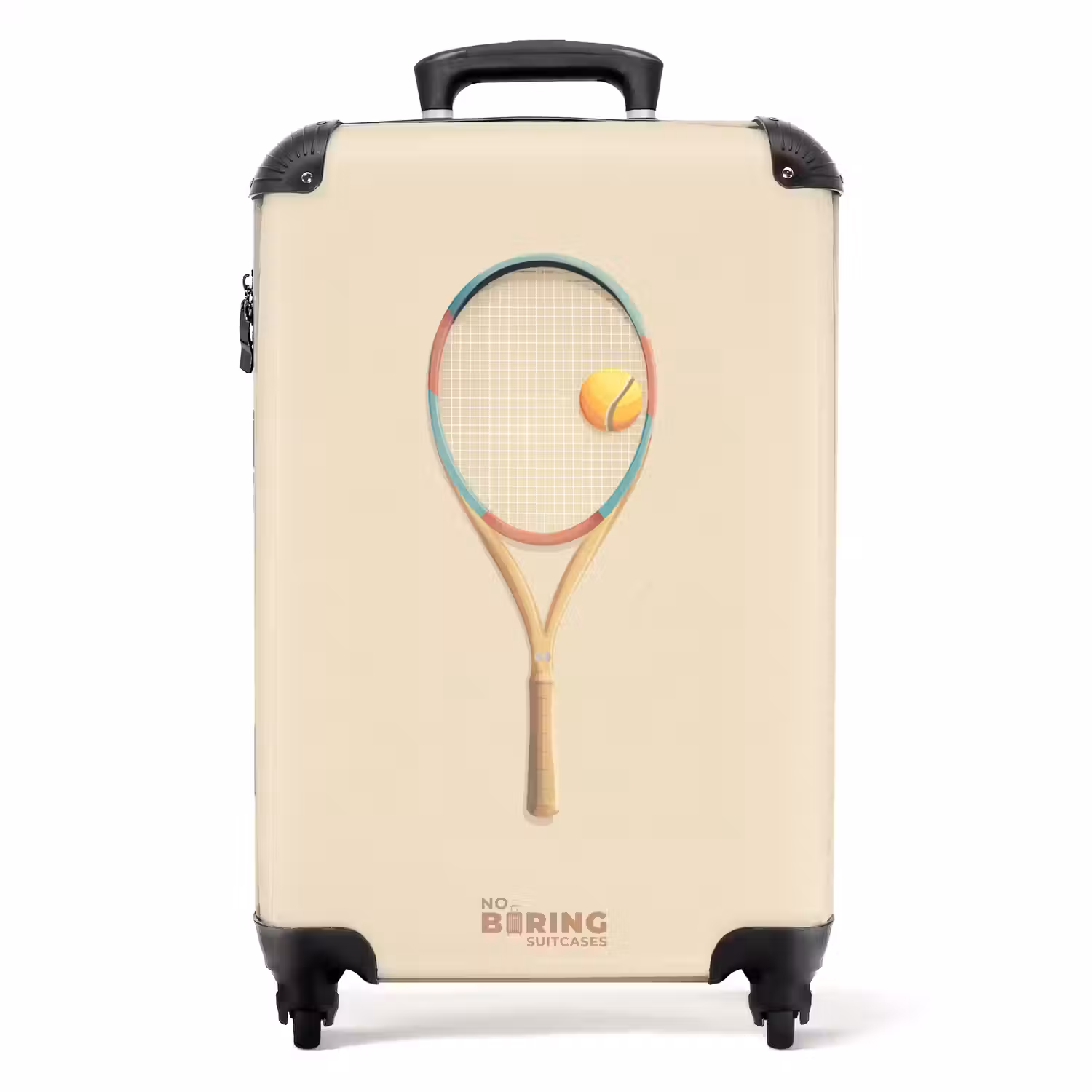 Een tennisracket in beige tinten NBS - Handbagage koffer - Volwassenen Unisex middel -productfoto_recht