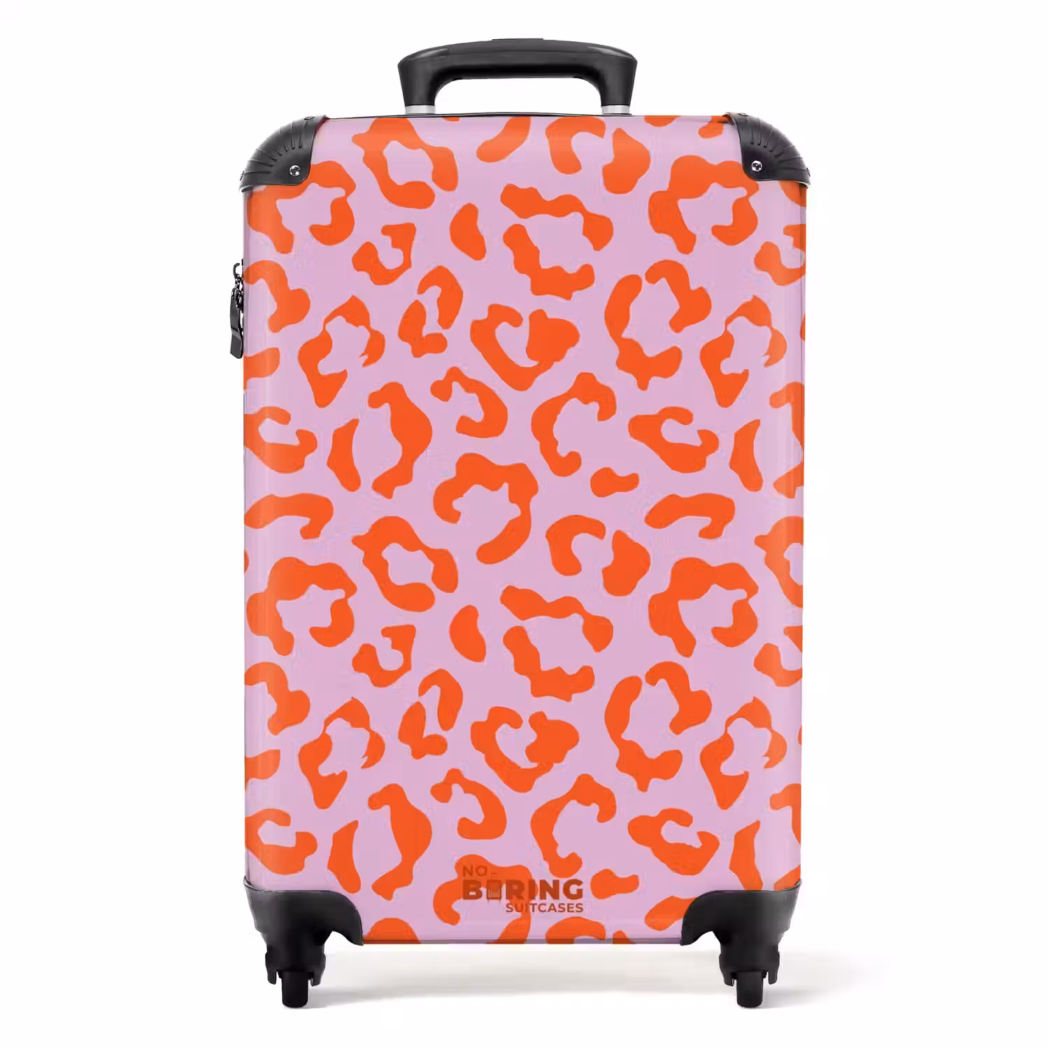 Dierenprints - Panterprint koffer in oranje en lichtroze NBS - Handbagage koffer - Unisex middel -productfoto_recht