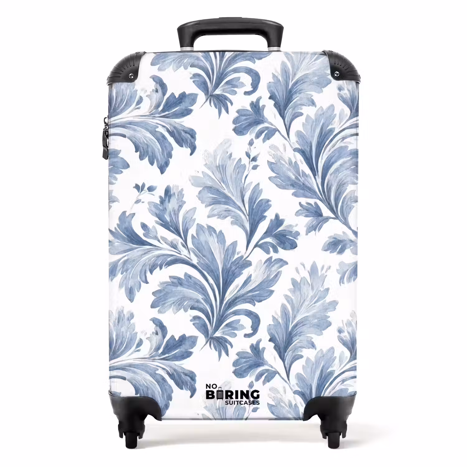 Barok bladeren patroon blauw NBS - Handbagage koffer - Volwassenen Unisex middel -productfoto_recht