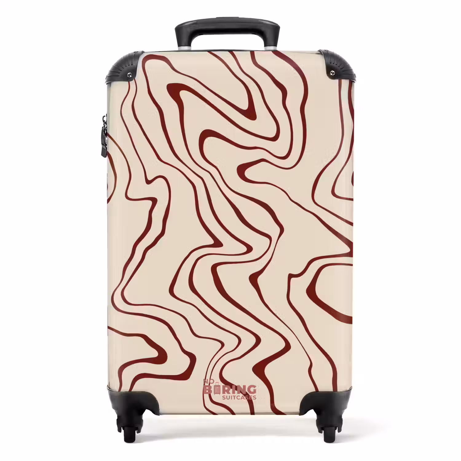 Beige achtergrond met abstracte rode lijnen NBS - Handbagage koffer - Unisex middel -productfoto_recht
