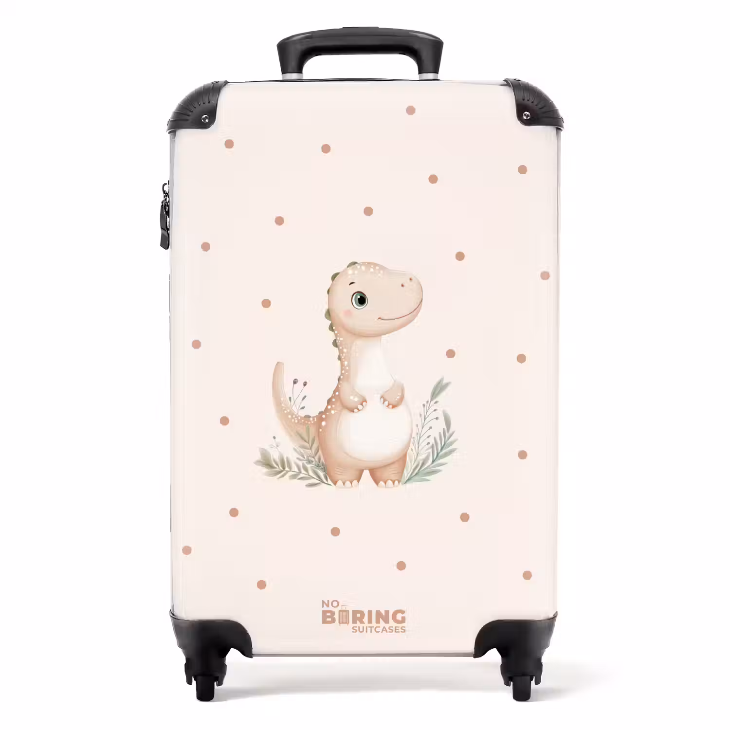 Beige dino op een stippen achtergrond NBS - Handbagage koffer - Volwassenen Unisex middel -productfoto_recht