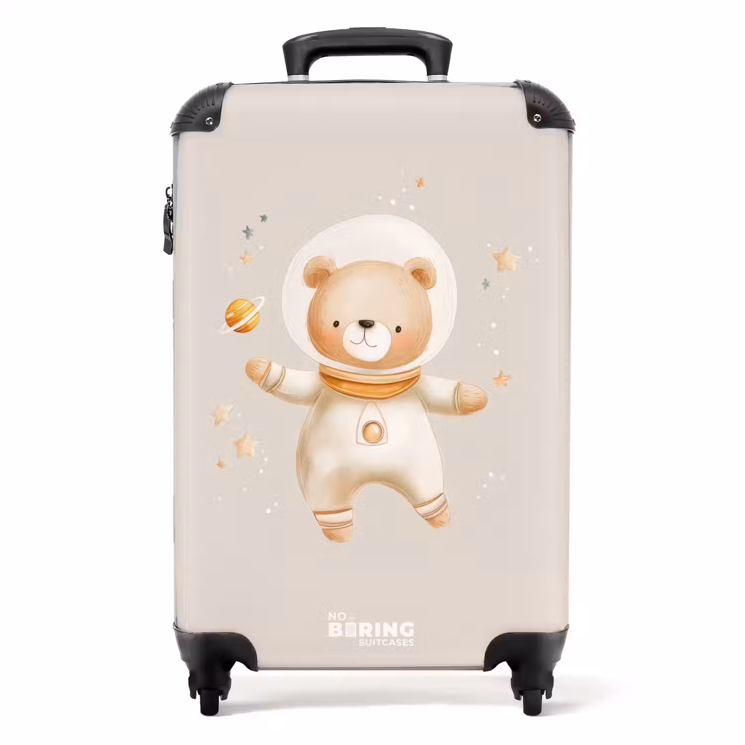 Beige ruimtebeer zweeft tussen sterren NBS - Handbagage koffer - Volwassenen Unisex middel -productfoto_recht
