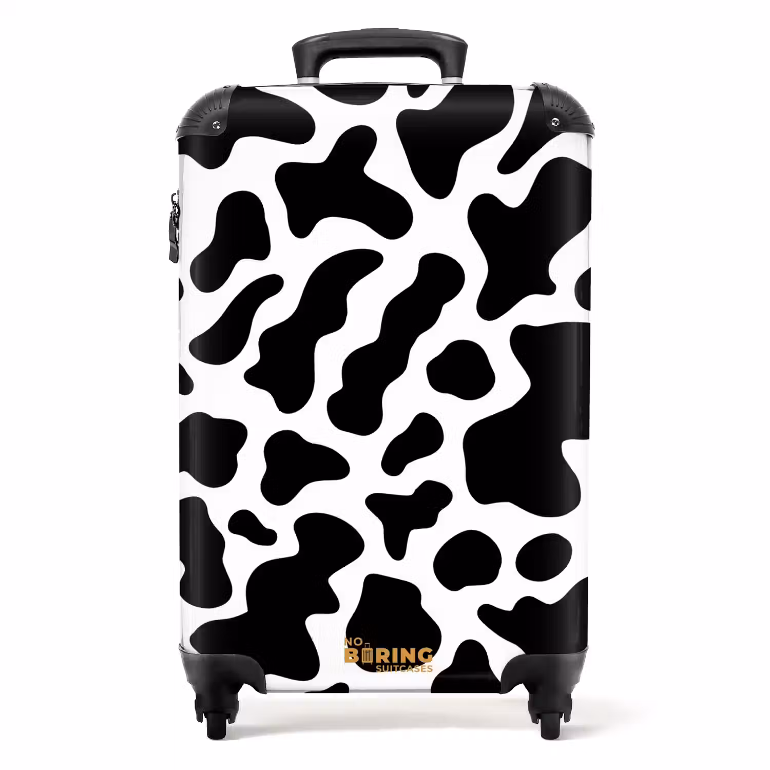 Zwarte koeienvlekken over een witte achtergrond NBS - Handbagage koffer - Volwassenen Unisex middel -productfoto_recht