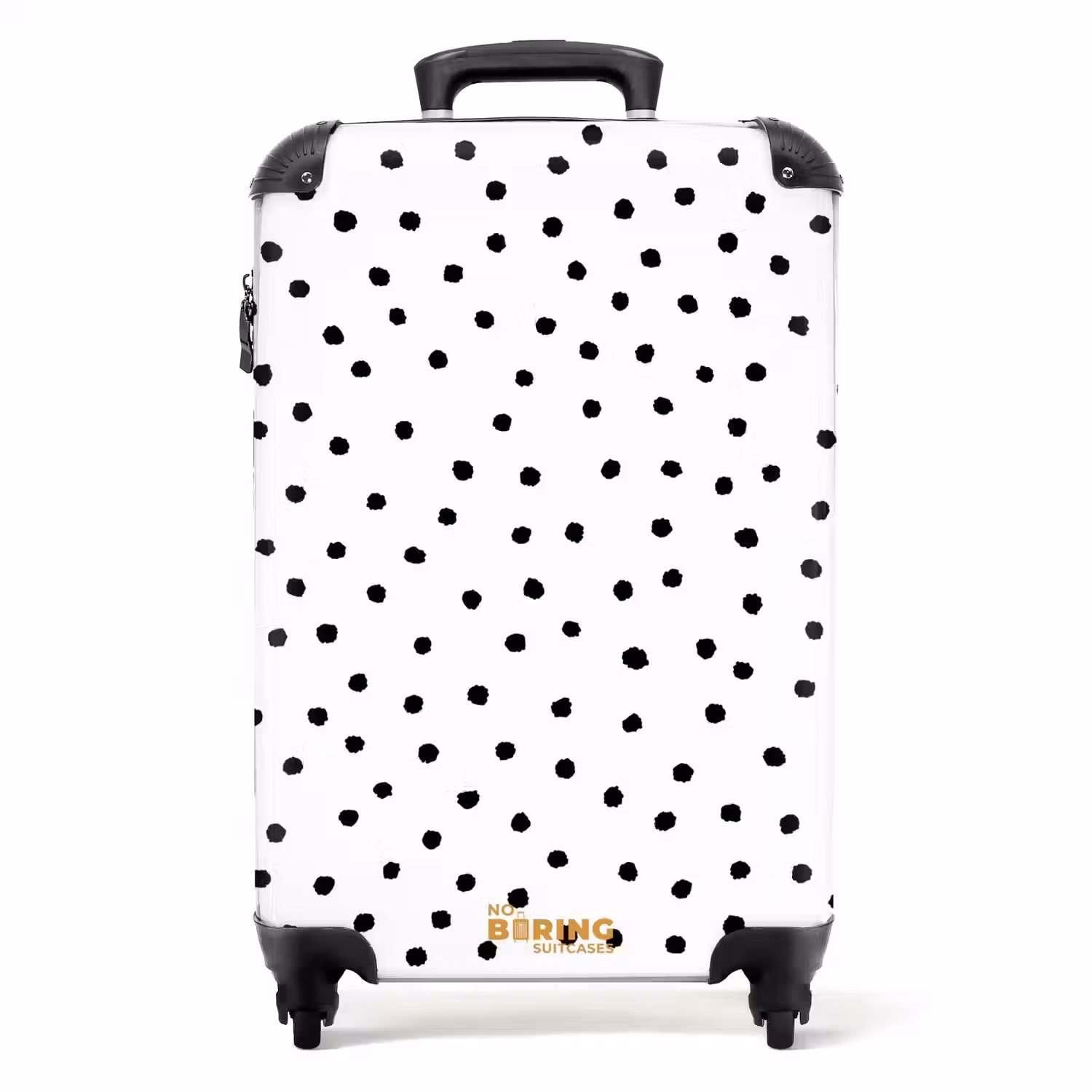 Zwarte stippen over een witte achtergrond NBS - Handbagage koffer - Volwassenen Unisex middel -productfoto_recht