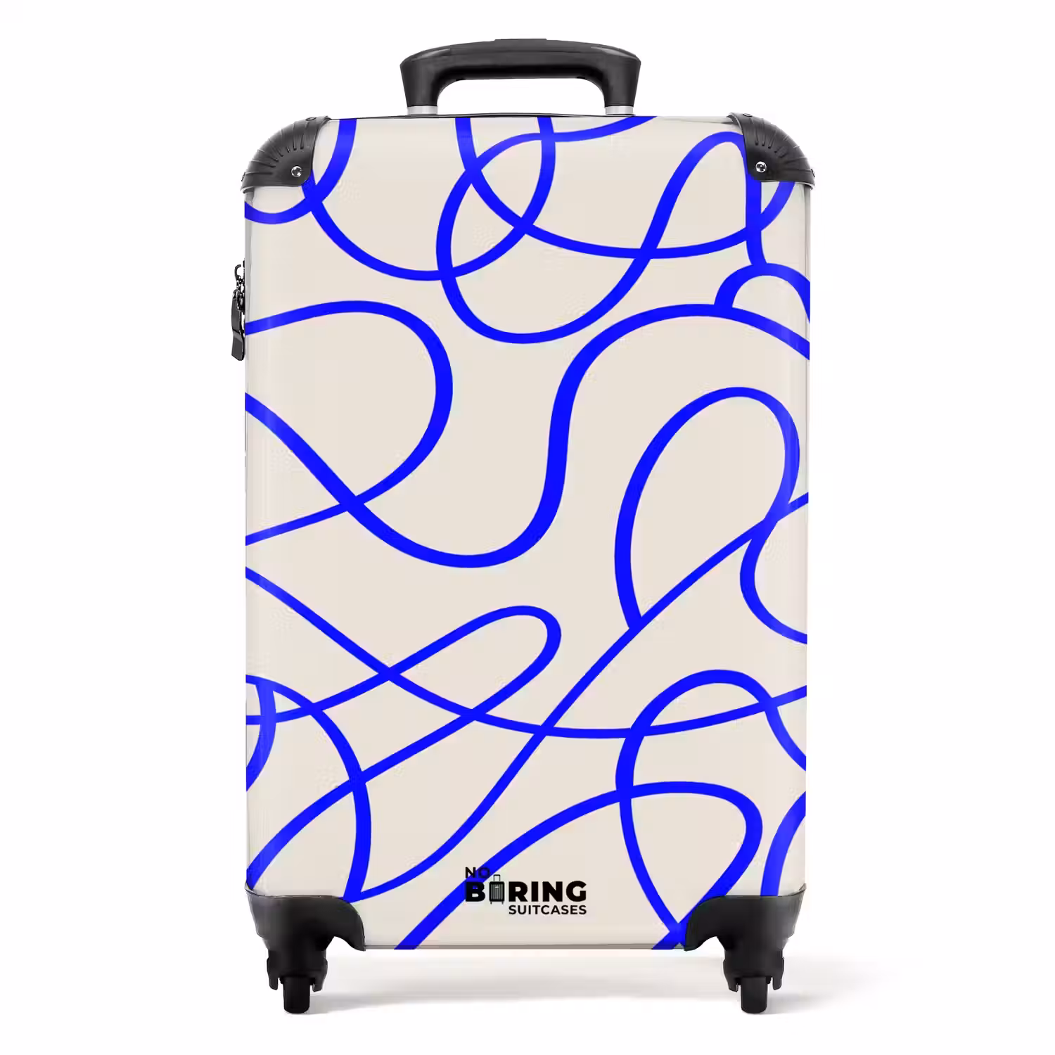 Blauwe lijnen op beige achtergrond NBS - Handbagage koffer - Volwassenen Unisex middel -productfoto_recht