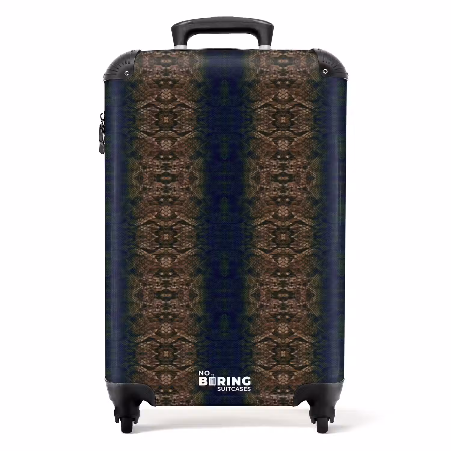 Bruin-blauw slangenhuid met symmetrische schubstructuur NBS - Handbagage koffer - Volwassenen Unisex middel -productfoto_recht