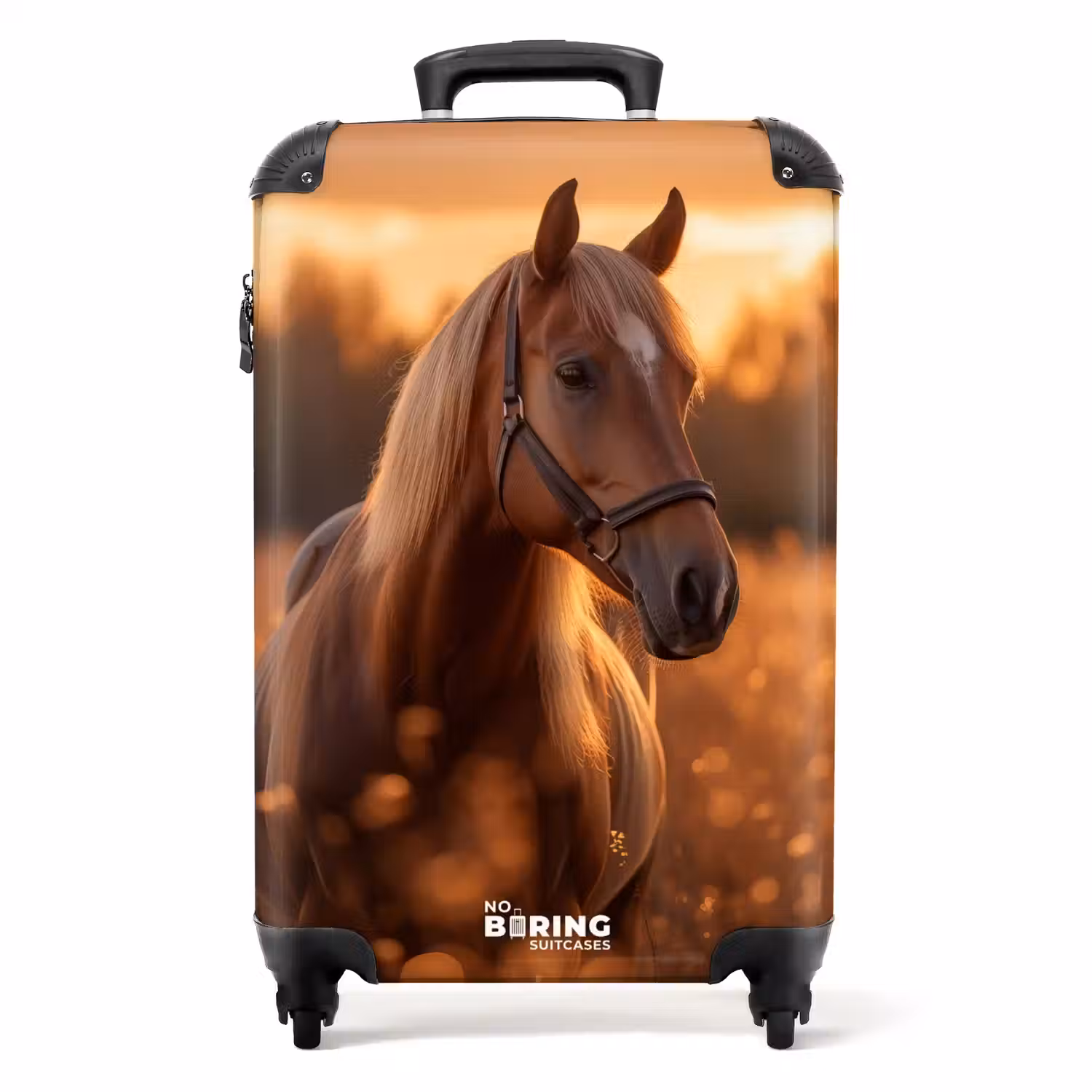 Bruin paard in weiland NBS - Handbagage koffer - Unisex middel -productfoto_recht