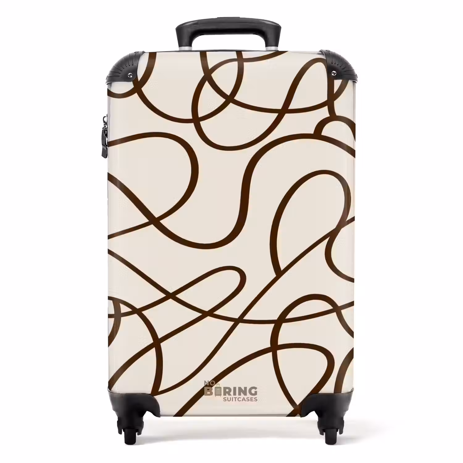 Bruine lijnen op beige achtergrond NBS - Handbagage koffer - Volwassenen Unisex middel -productfoto_recht