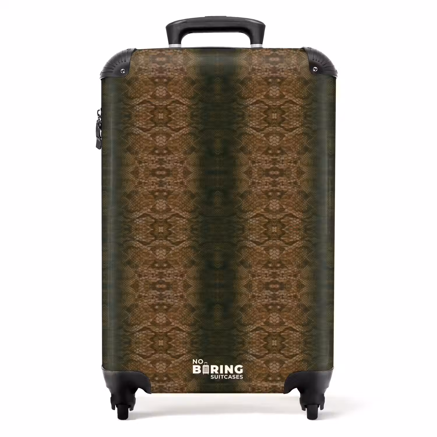 Bruine slangenhuid met symmetrische schubstructuur NBS - Handbagage koffer - Volwassenen Unisex middel -productfoto_recht