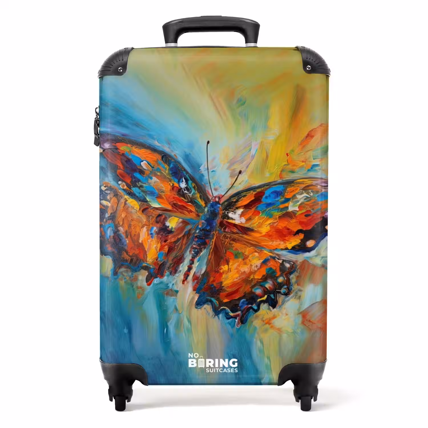 Vlinder als kleurrijk olieverf kunstwerk NBS - Handbagage koffer - Unisex middel -productfoto_recht