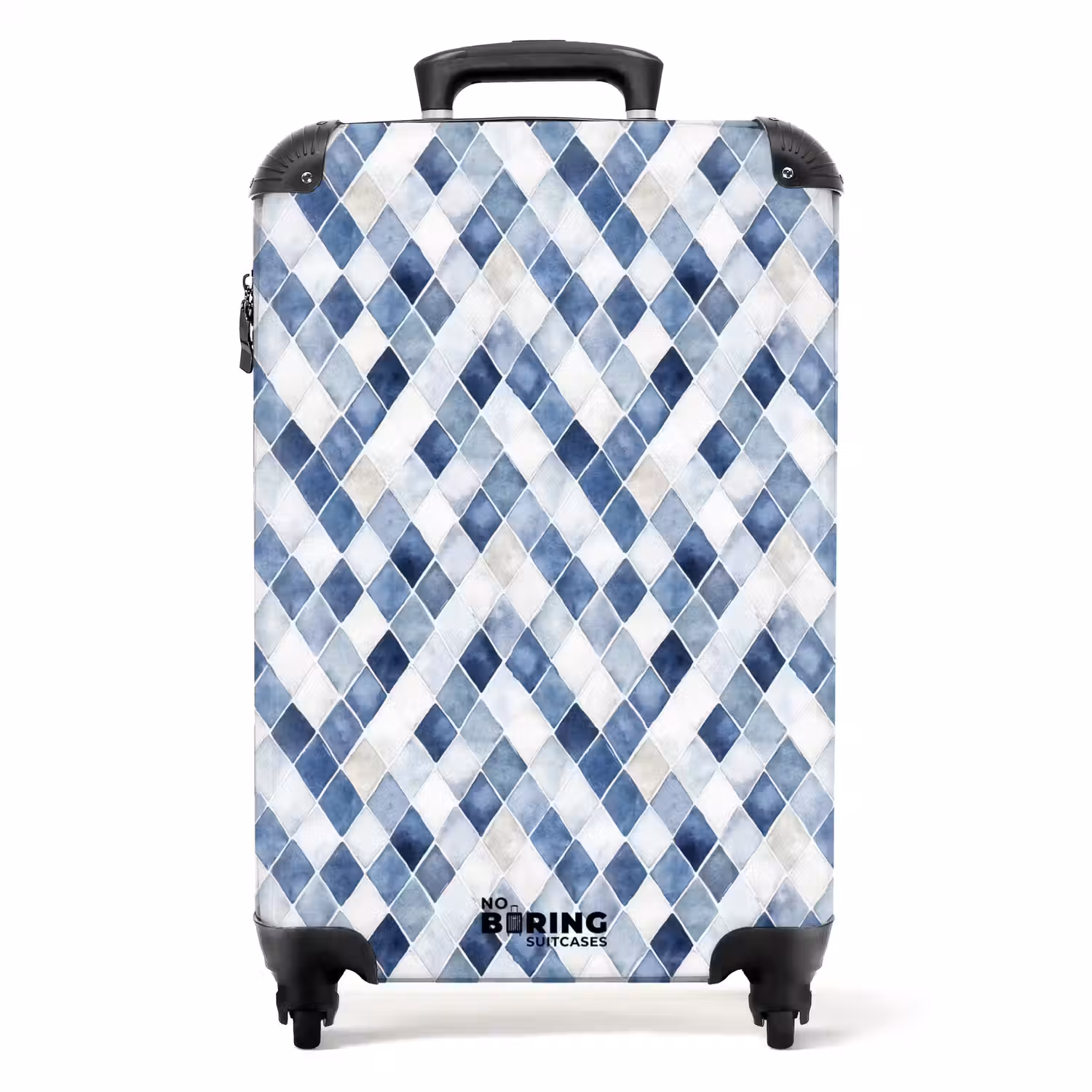 Ruit patroon blauw NBS - Handbagage koffer - Volwassenen Unisex middel -productfoto_recht