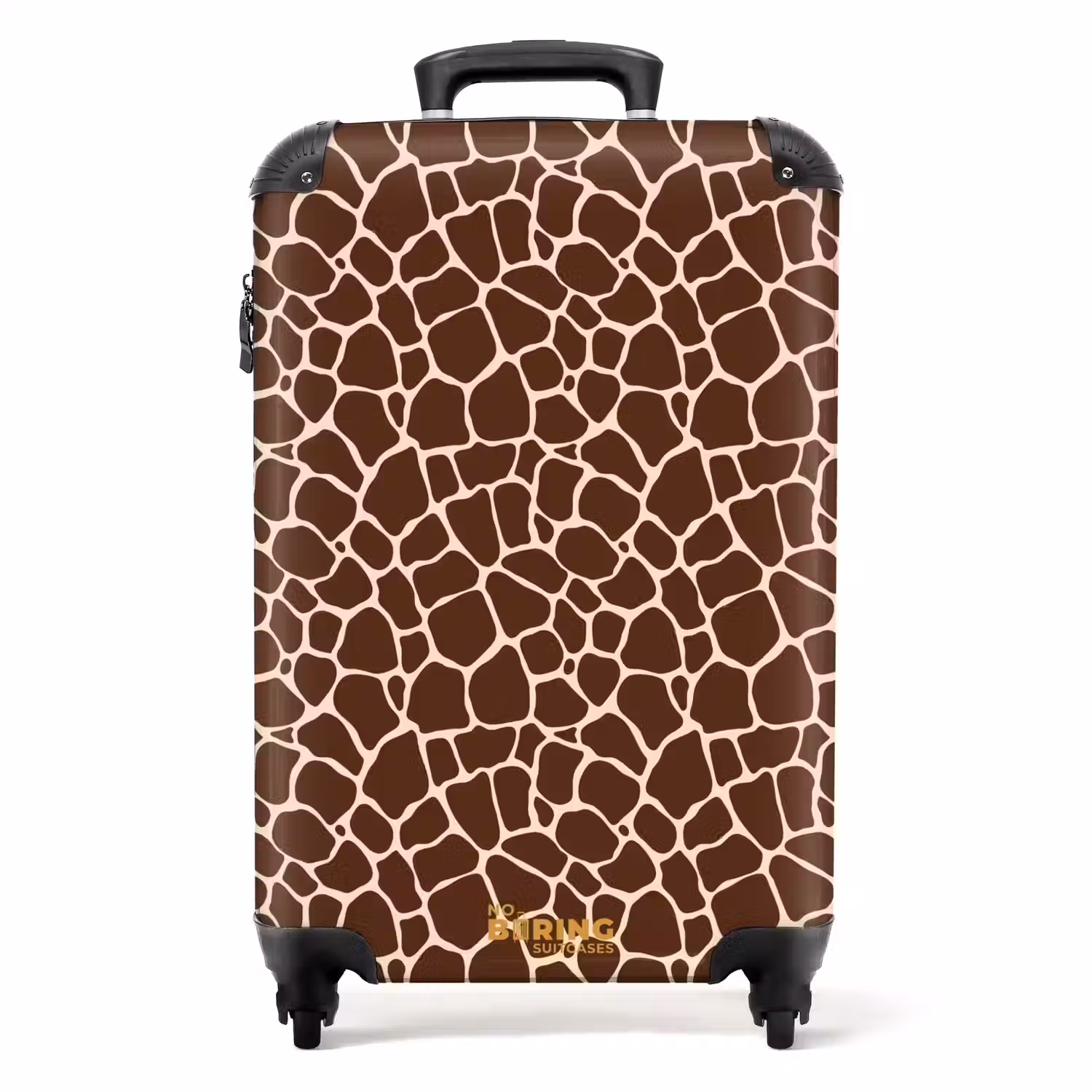 Donkerbruin giraffepatroon met beige aders NBS - Handbagage koffer - Volwassenen Unisex middel -productfoto_recht