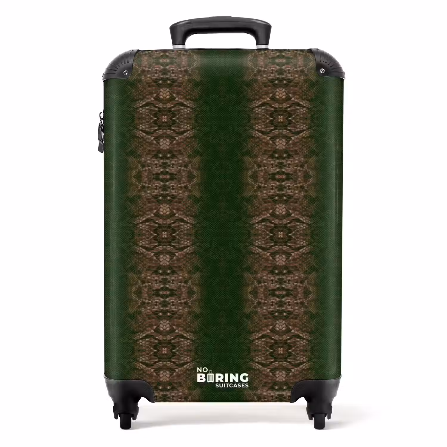 Donkerbruin slangenhuid met symmetrische schubstructuur NBS - Handbagage koffer - Volwassenen Unisex middel -productfoto_recht