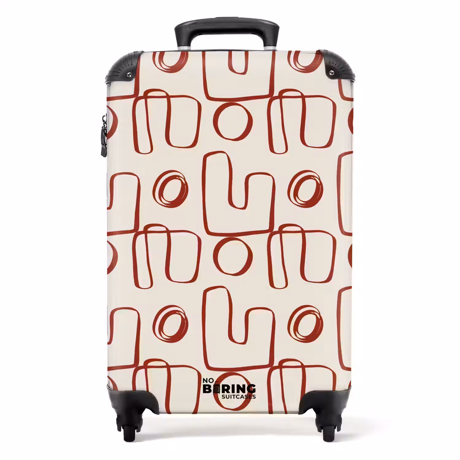 Donkerrode abstracte lijnen op beige achtergrond NBS - Handbagage koffer - Volwassenen Unisex middel -productfoto_recht