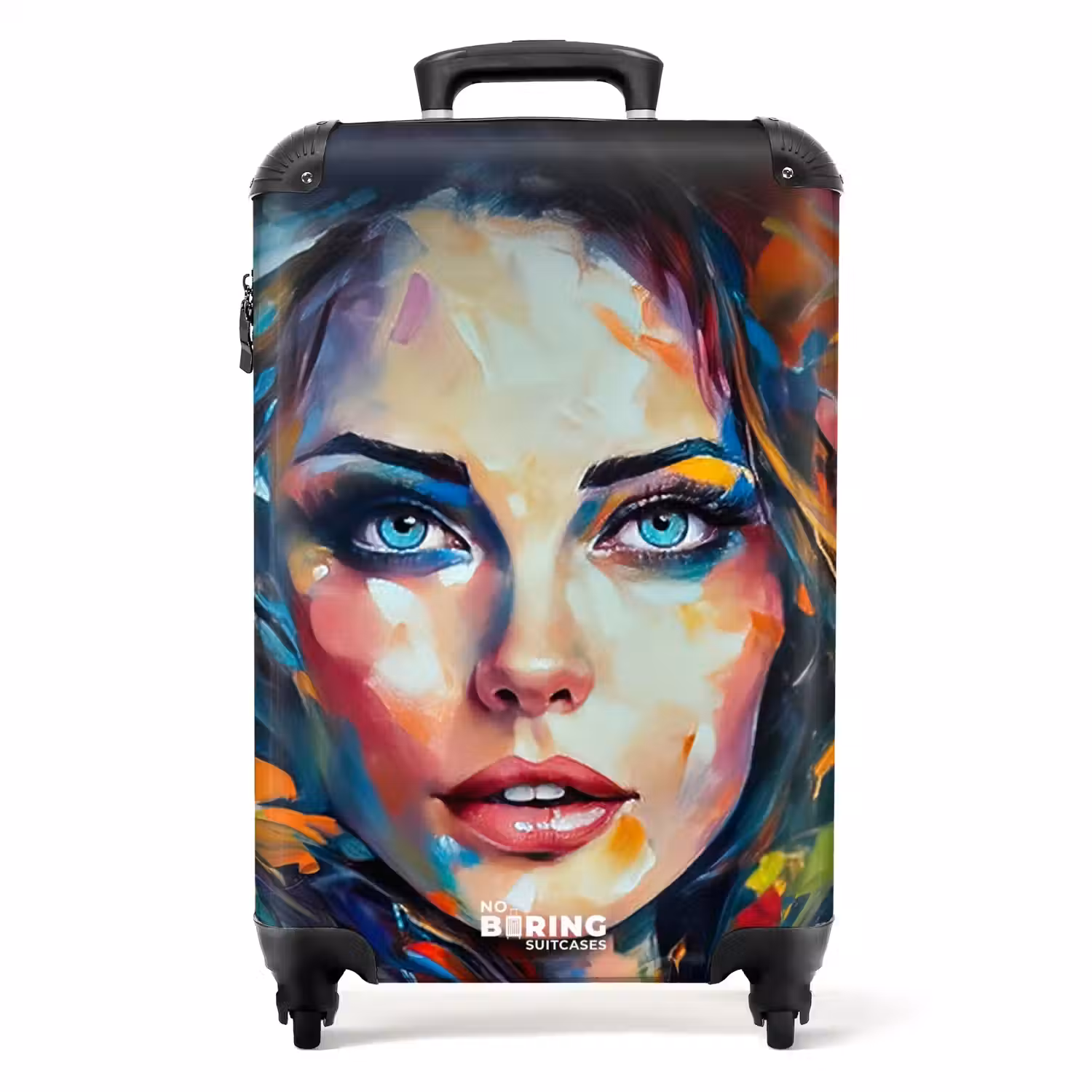 Gezicht - Vrouw - Olieverf - Kleurrijk - Kunst NBS - Handbagage koffer - Unisex middel -productfoto_recht