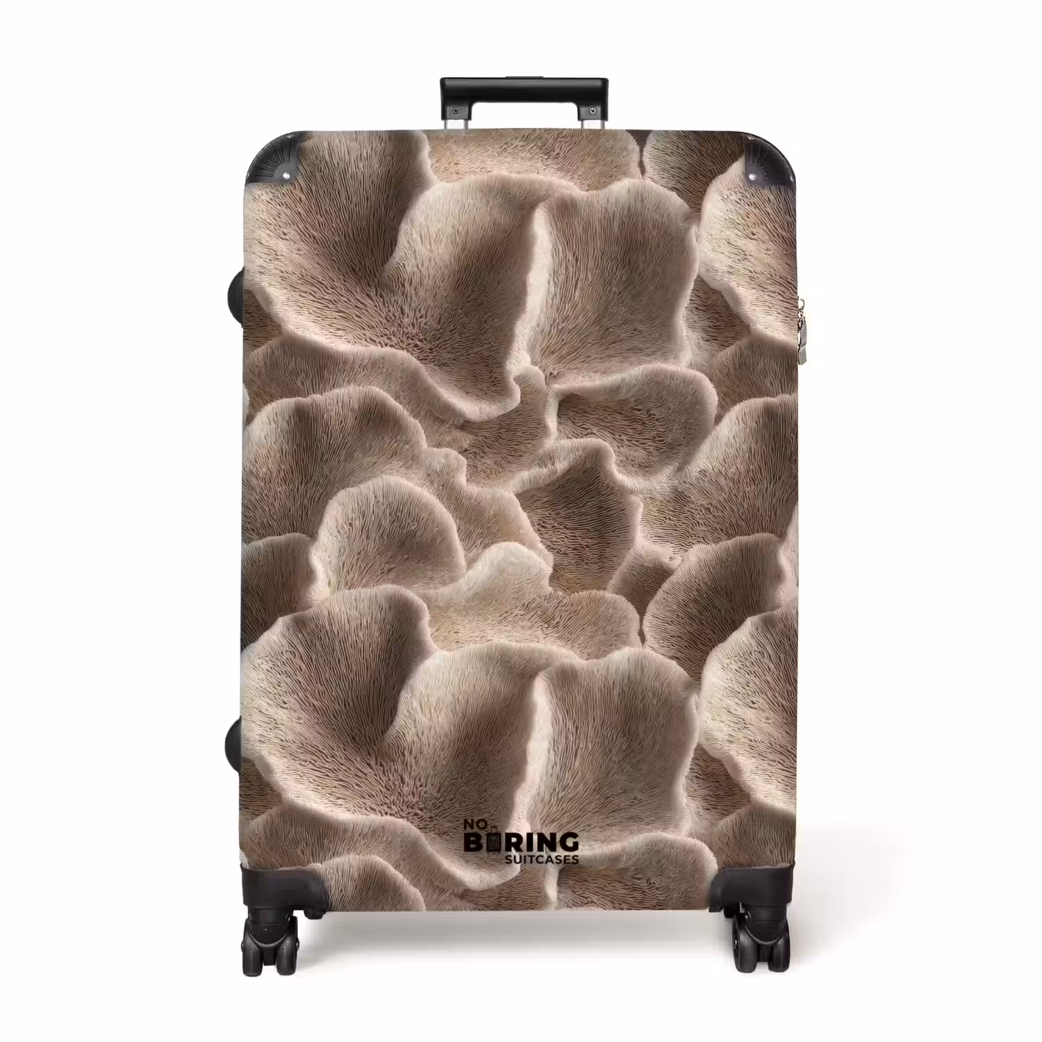 Waaiervorm - Beige - Vezel textuur NBS - Handbagage koffer - Volwassenen Unisex middel -productfoto_recht