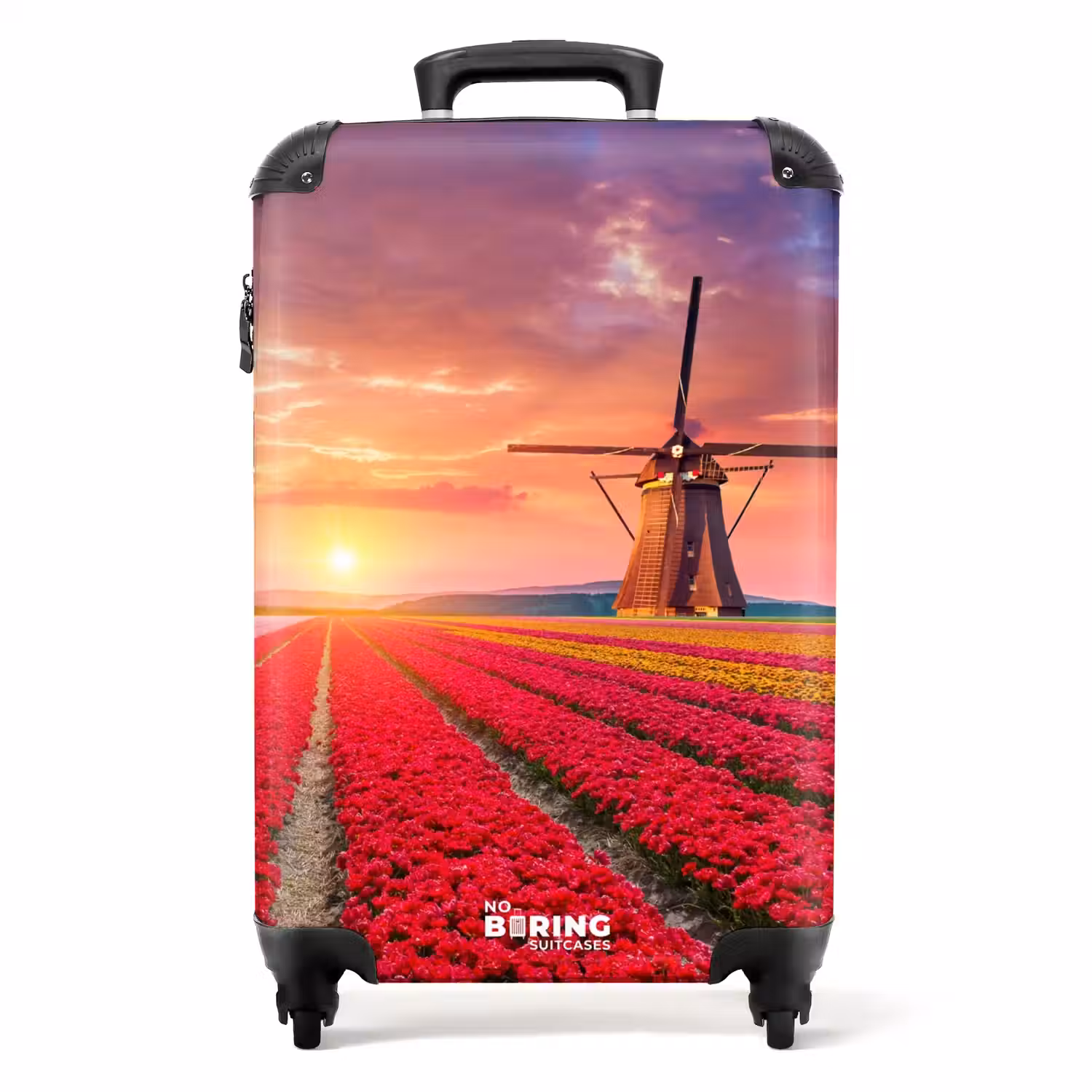 Bloemenveld met een molen NBS - Handbagage koffer - Unisex middel -productfoto_recht