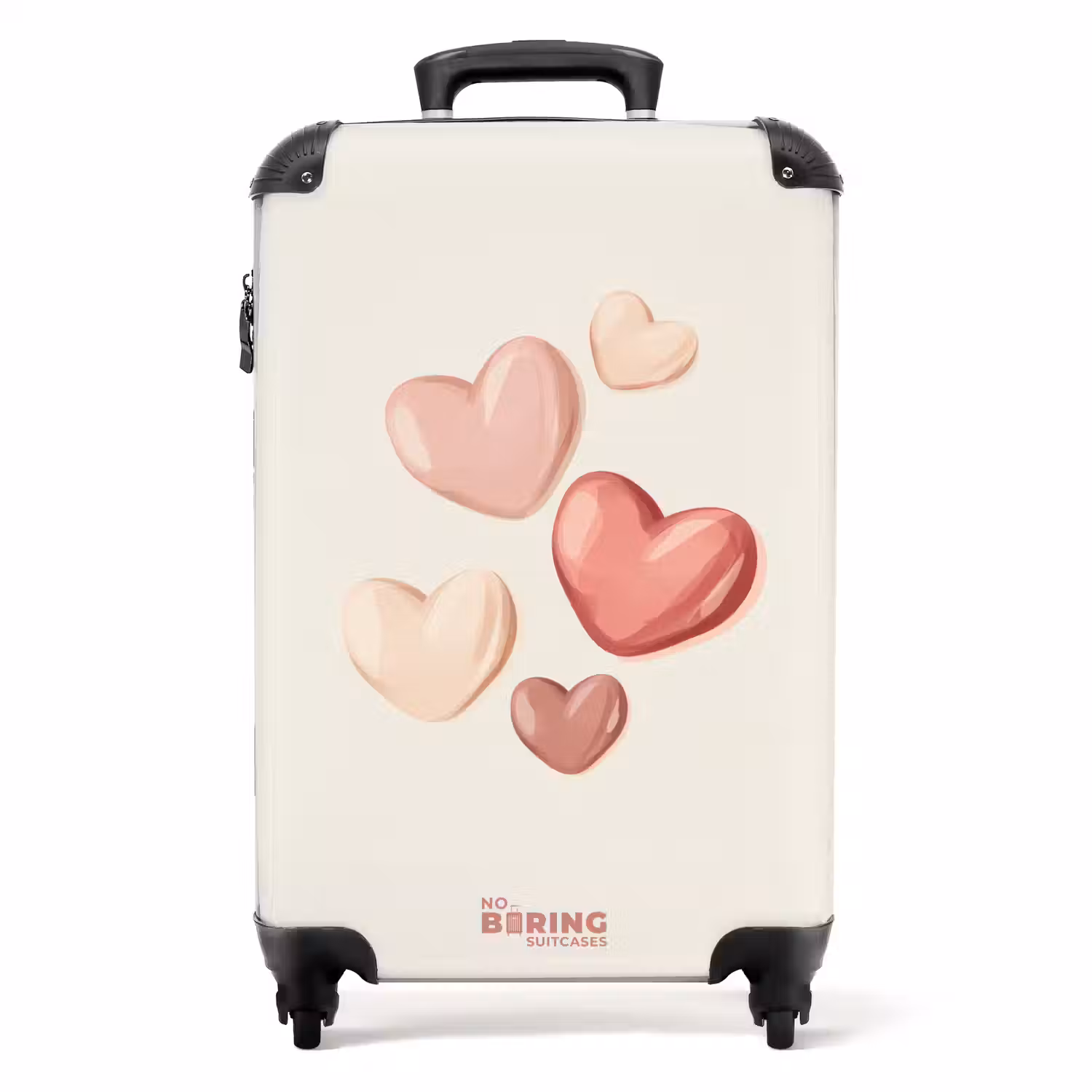 Zwevende harten in zachte rode en roze tinten NBS - Handbagage koffer - Volwassenen Unisex middel -productfoto_recht