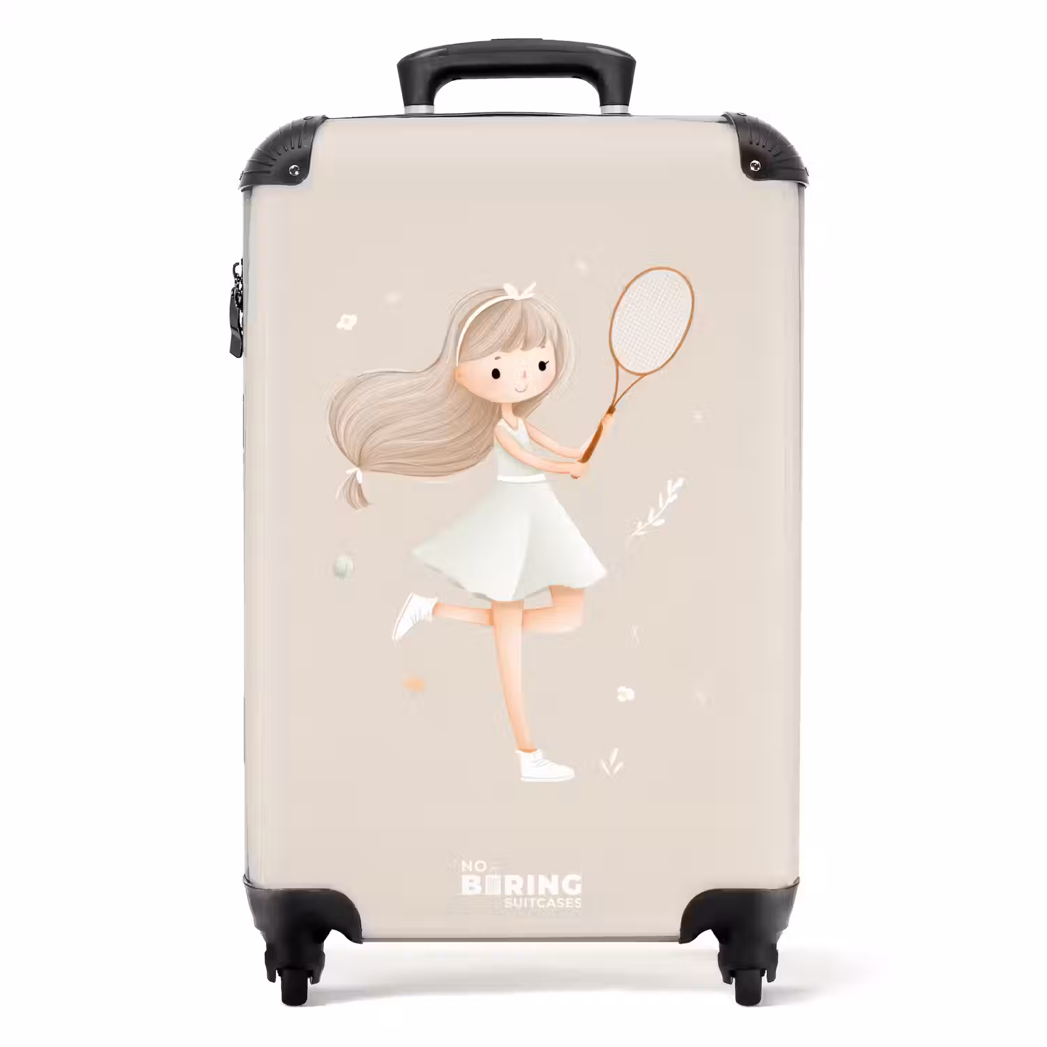 Meisje speelt tennis in beige kleuren NBS - Handbagage koffer - Volwassenen Unisex middel -productfoto_recht