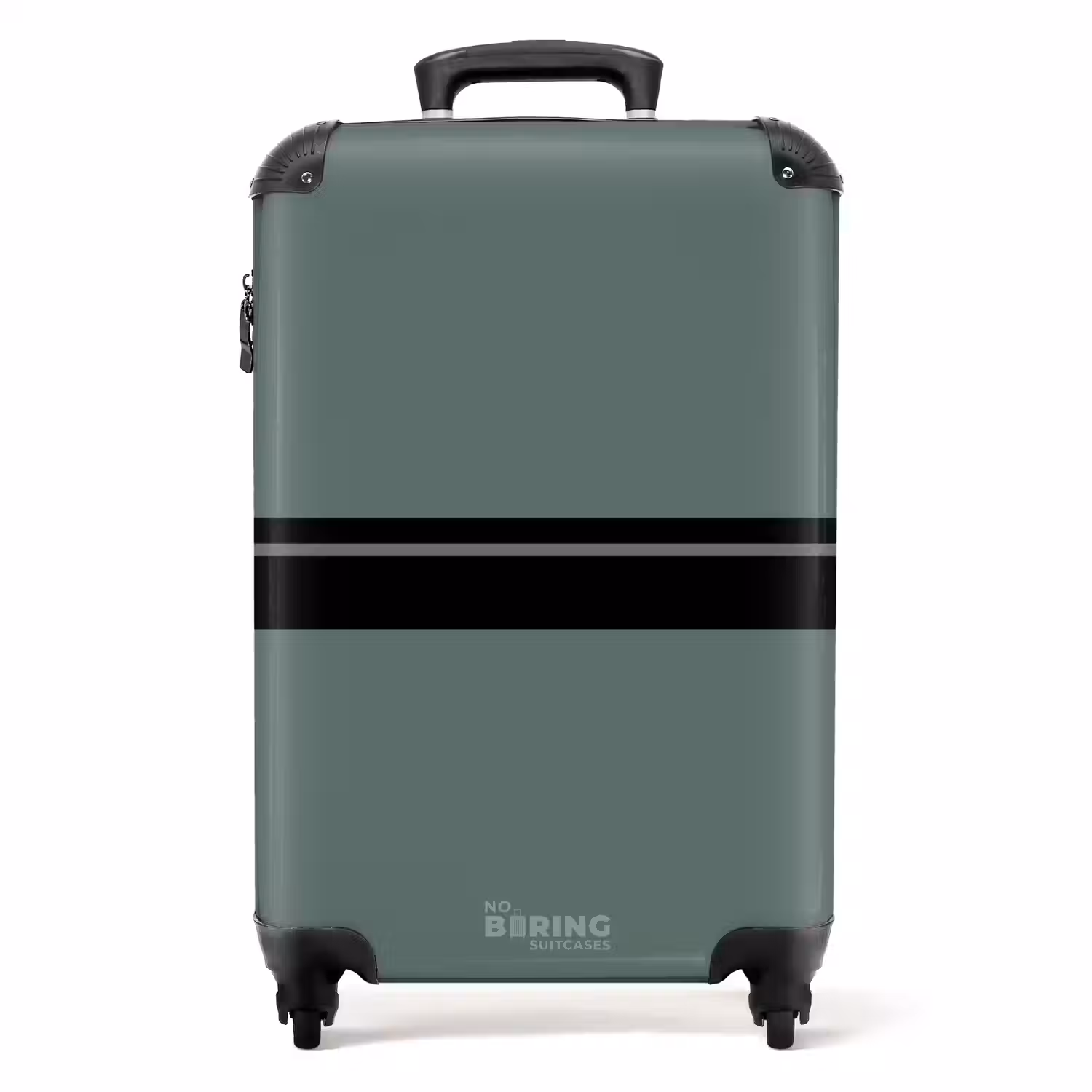 Groene achtergrond met dubbele horizontale strepen NBS - Handbagage koffer - Volwassenen Unisex middel -productfoto_recht