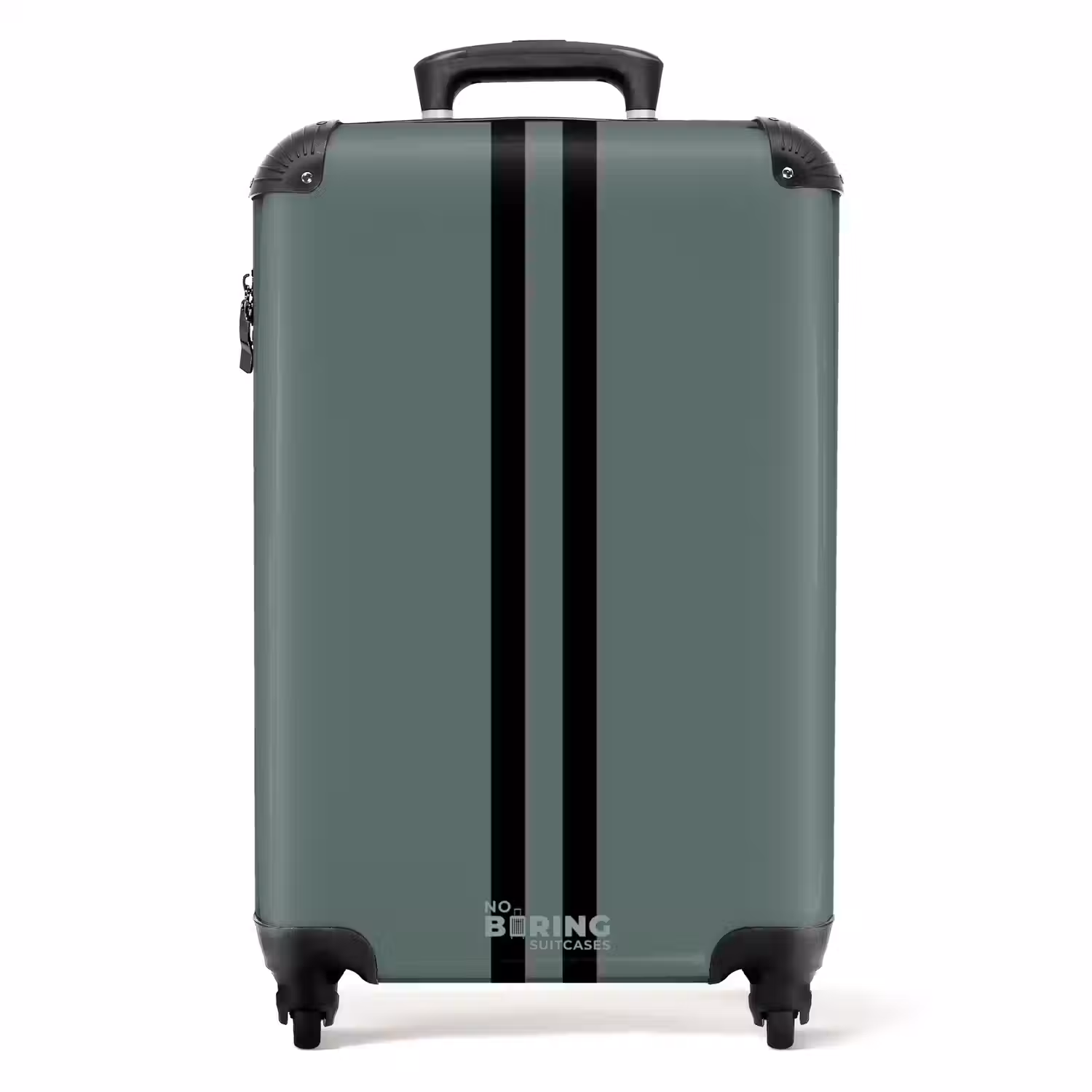 Groene achtergrond met dubbele verticale zwarte strepen NBS - Handbagage koffer - Volwassenen Unisex middel -productfoto_recht