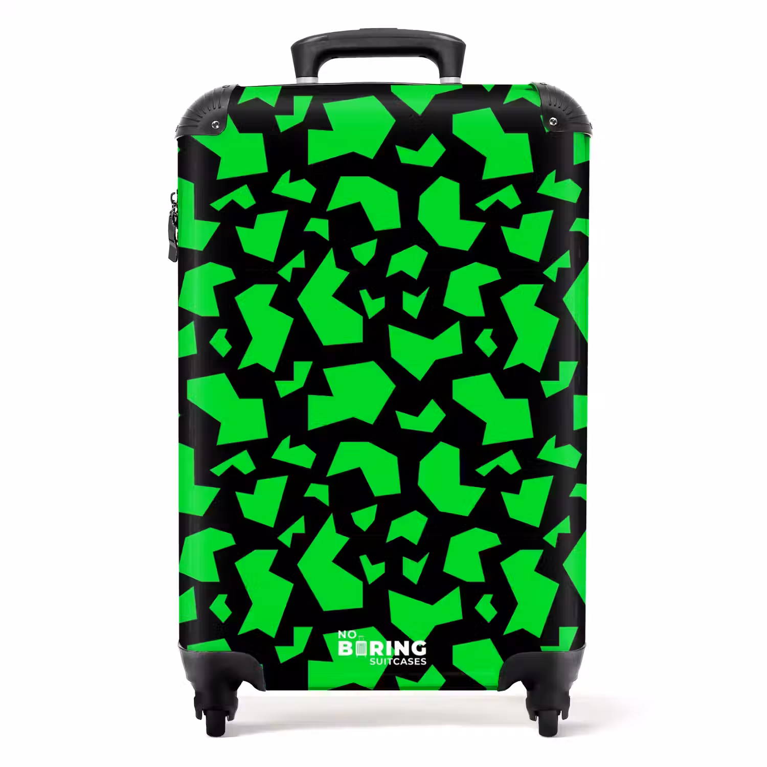 Groene fragmenten op zwart NBS - Handbagage koffer - Volwassenen Unisex middel -productfoto_recht