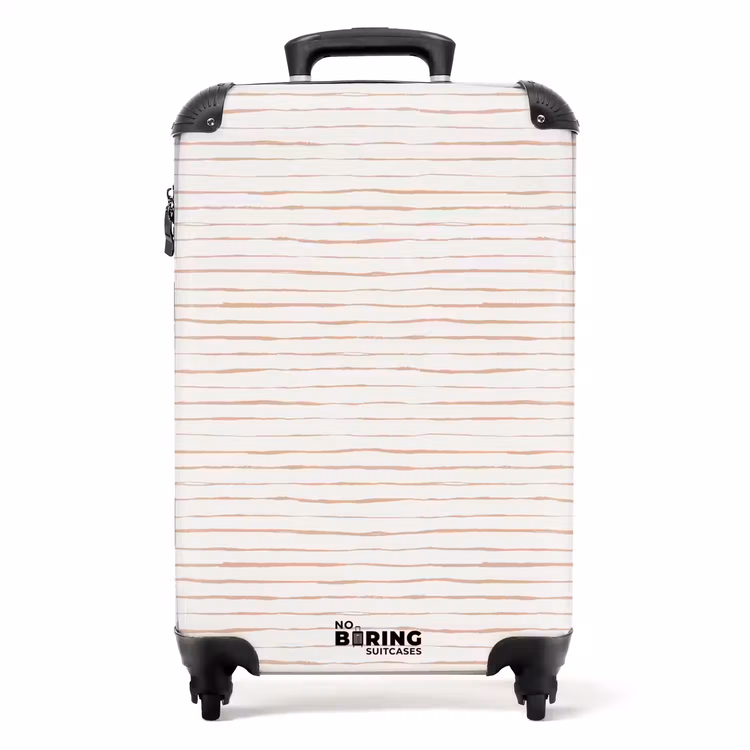 Onregelmatige terracottalijnen op lichtbeige ondergrond NBS - Handbagage koffer - Volwassenen Unisex middel -productfoto_recht