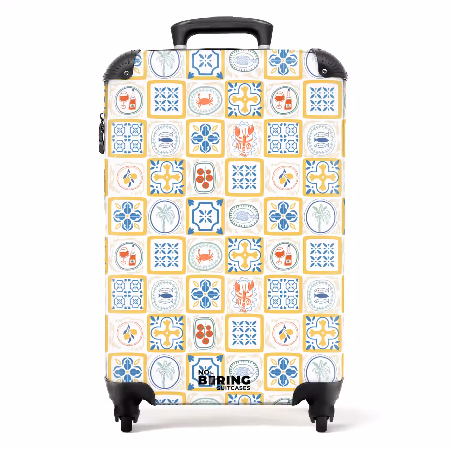 Italiaanse tegel print geel NBS - Handbagage koffer - Volwassenen Unisex middel -productfoto_recht