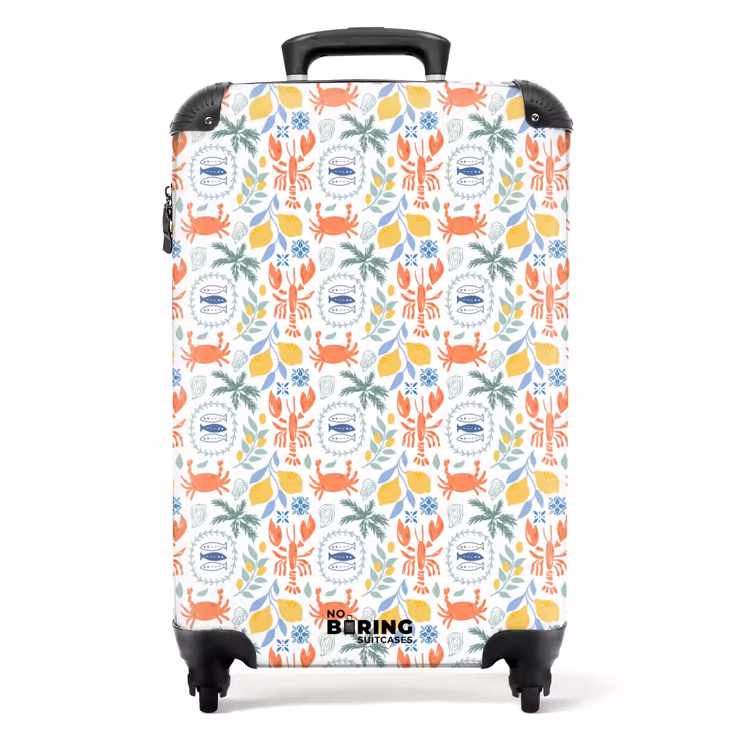 Kreeft en citroen patroon kleurrijk NBS - Handbagage koffer - Volwassenen Unisex middel -productfoto_recht