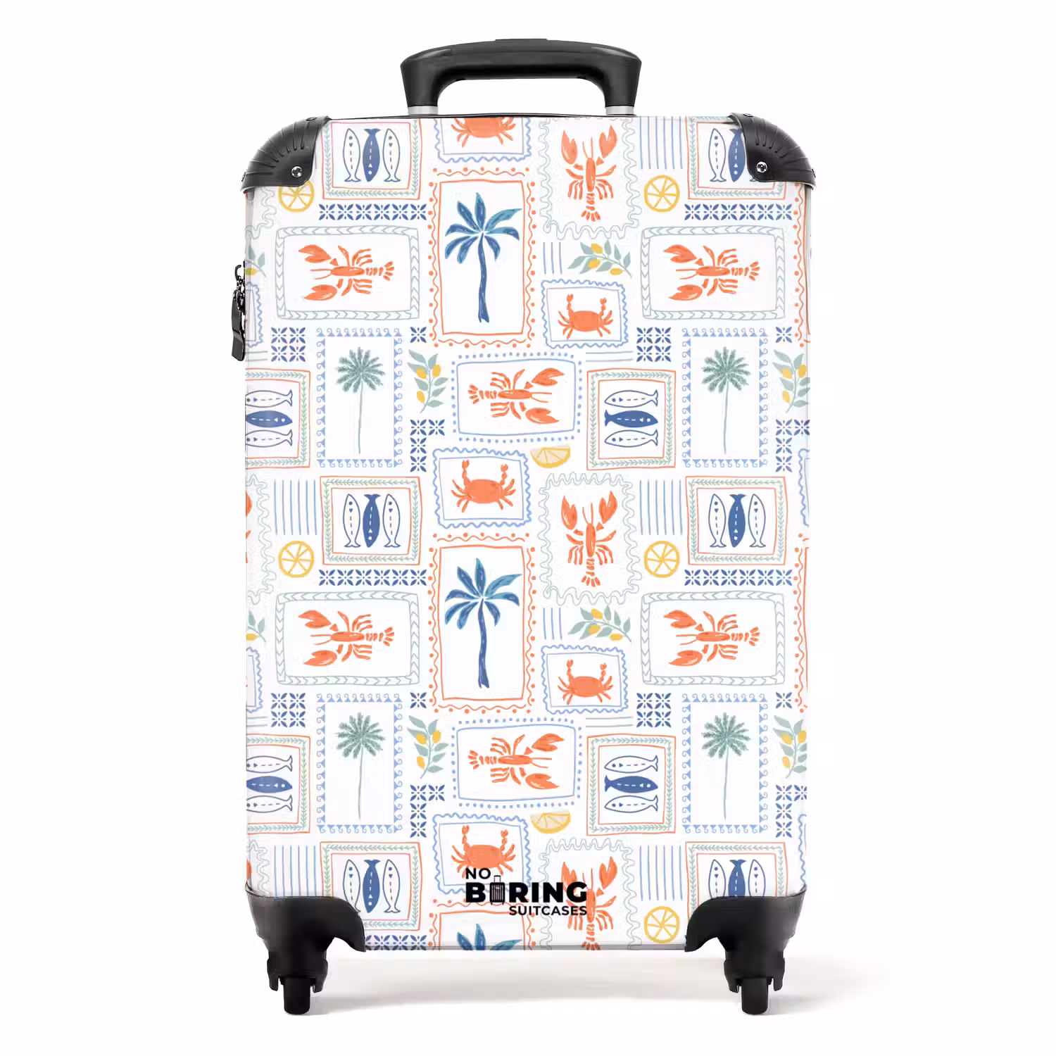 Kreeft met zomer patroon kleurrijk NBS - Handbagage koffer - Volwassenen Unisex middel -productfoto_recht