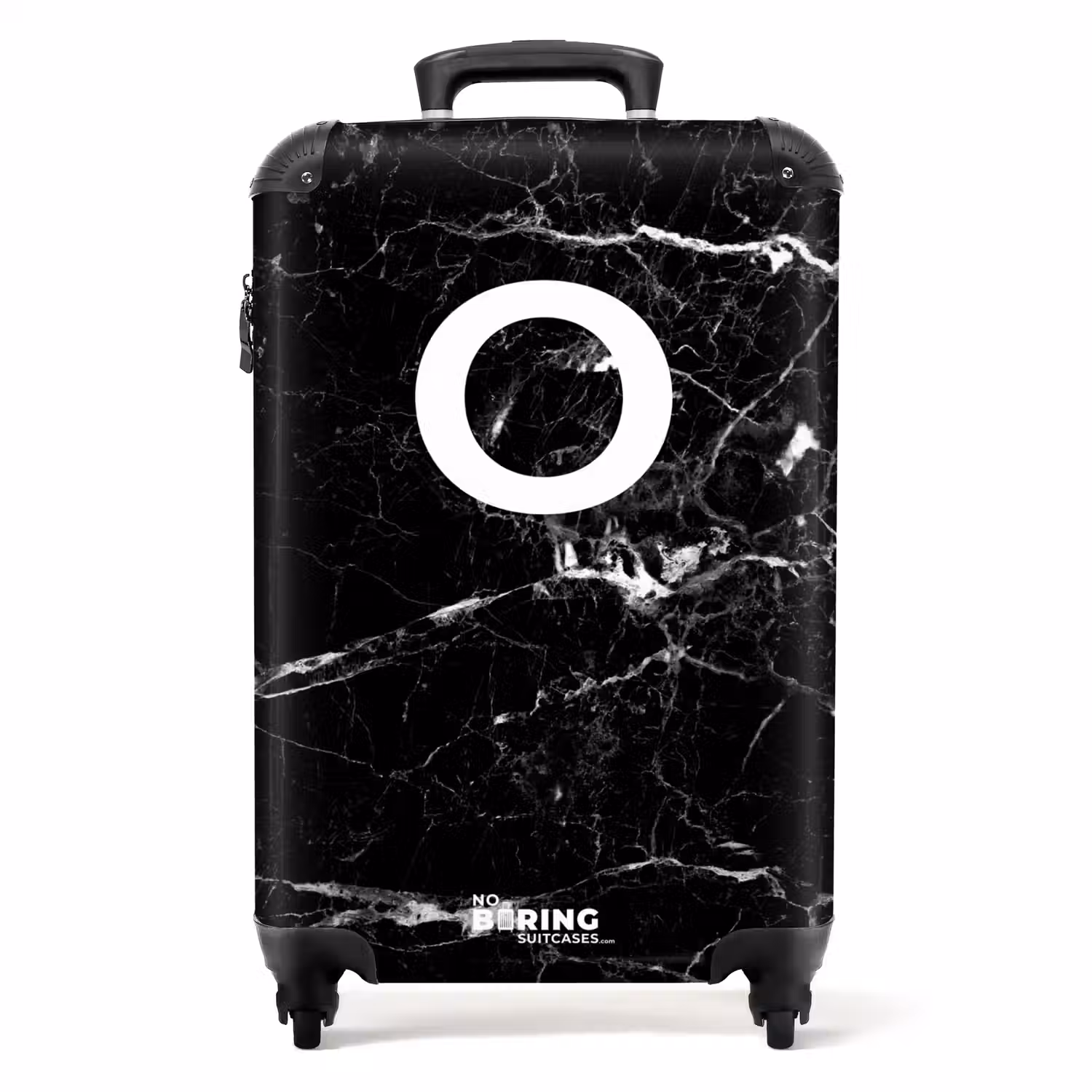 Marmer - Letter O - Zwart - Luxe NBS - Handbagage koffer - Unisex middel -productfoto_recht