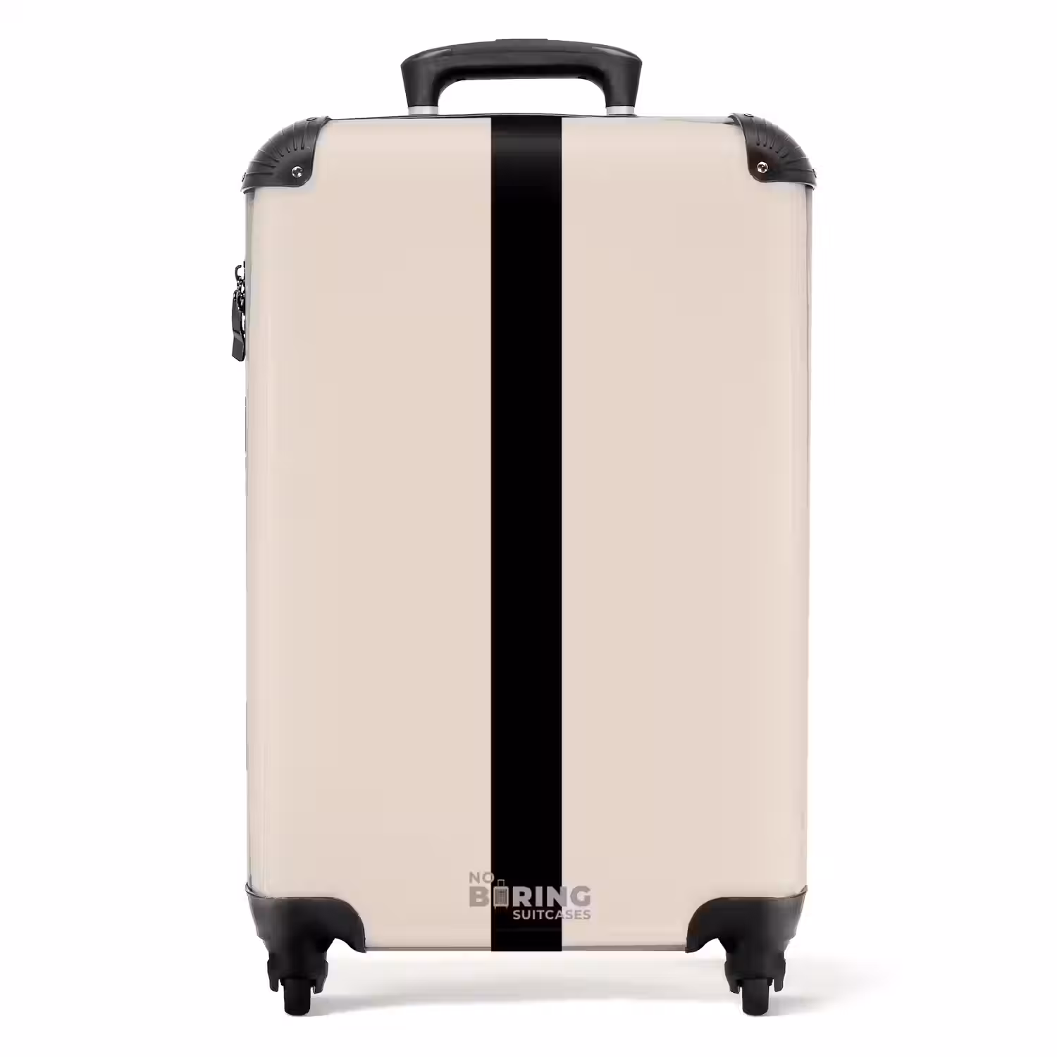 Minimal - Beige met zwarte streep NBS - Handbagage koffer - Unisex middel -productfoto_recht