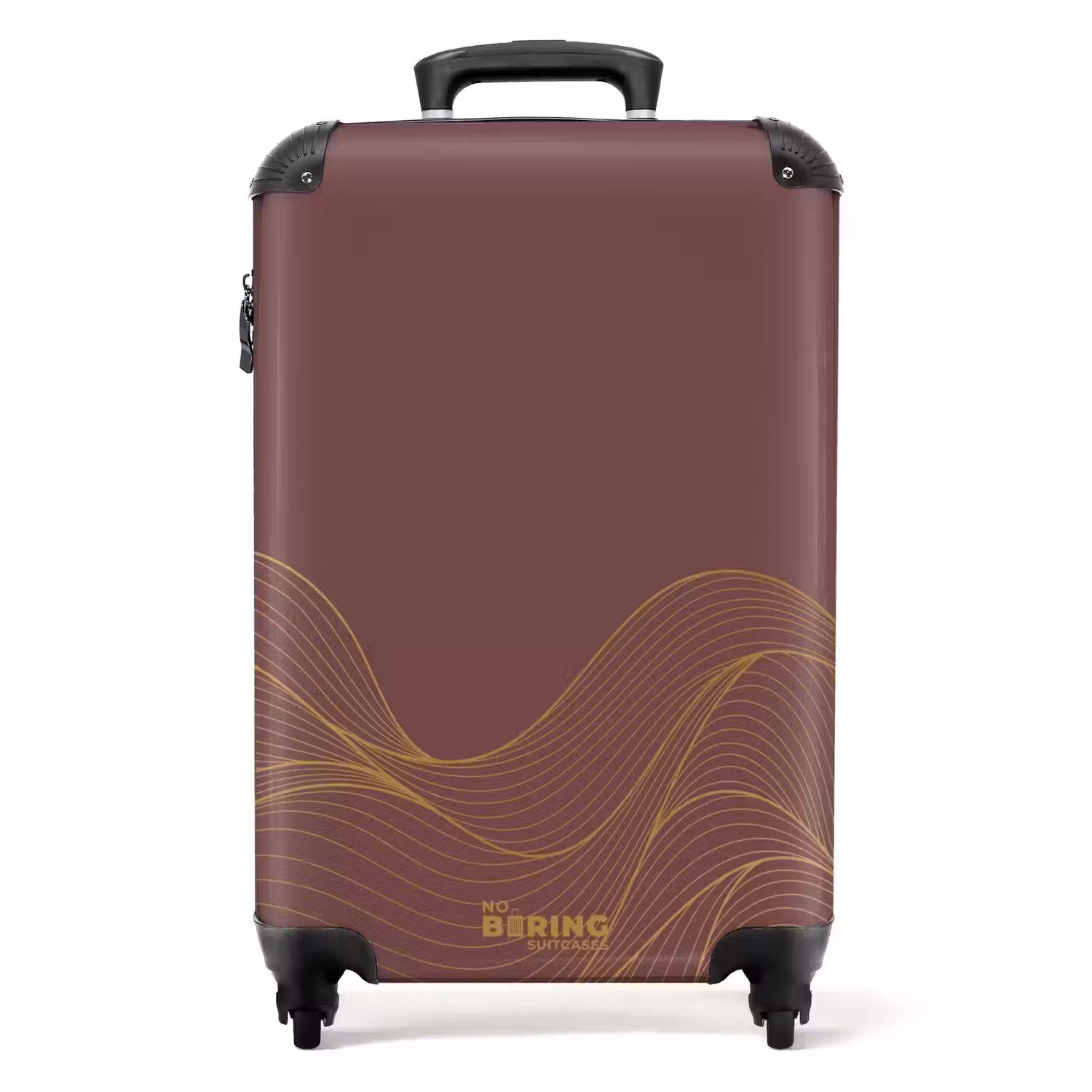 Minimal - Kastanjebruin met gouden golven NBS - Handbagage koffer - Unisex middel -productfoto_recht