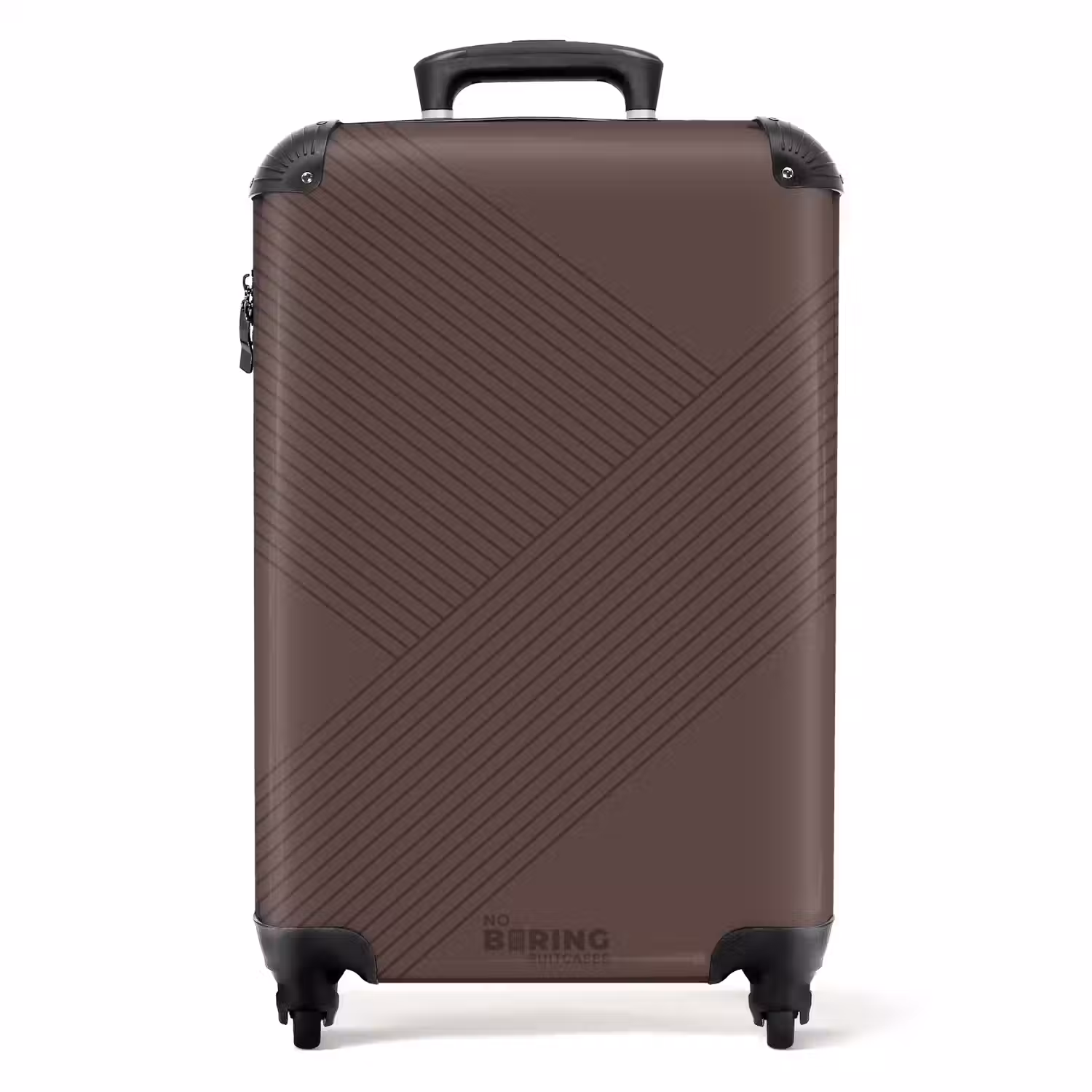 Minimal - Kruisende lijnen op donkerbruin NBS - Handbagage koffer - Unisex middel -productfoto_recht
