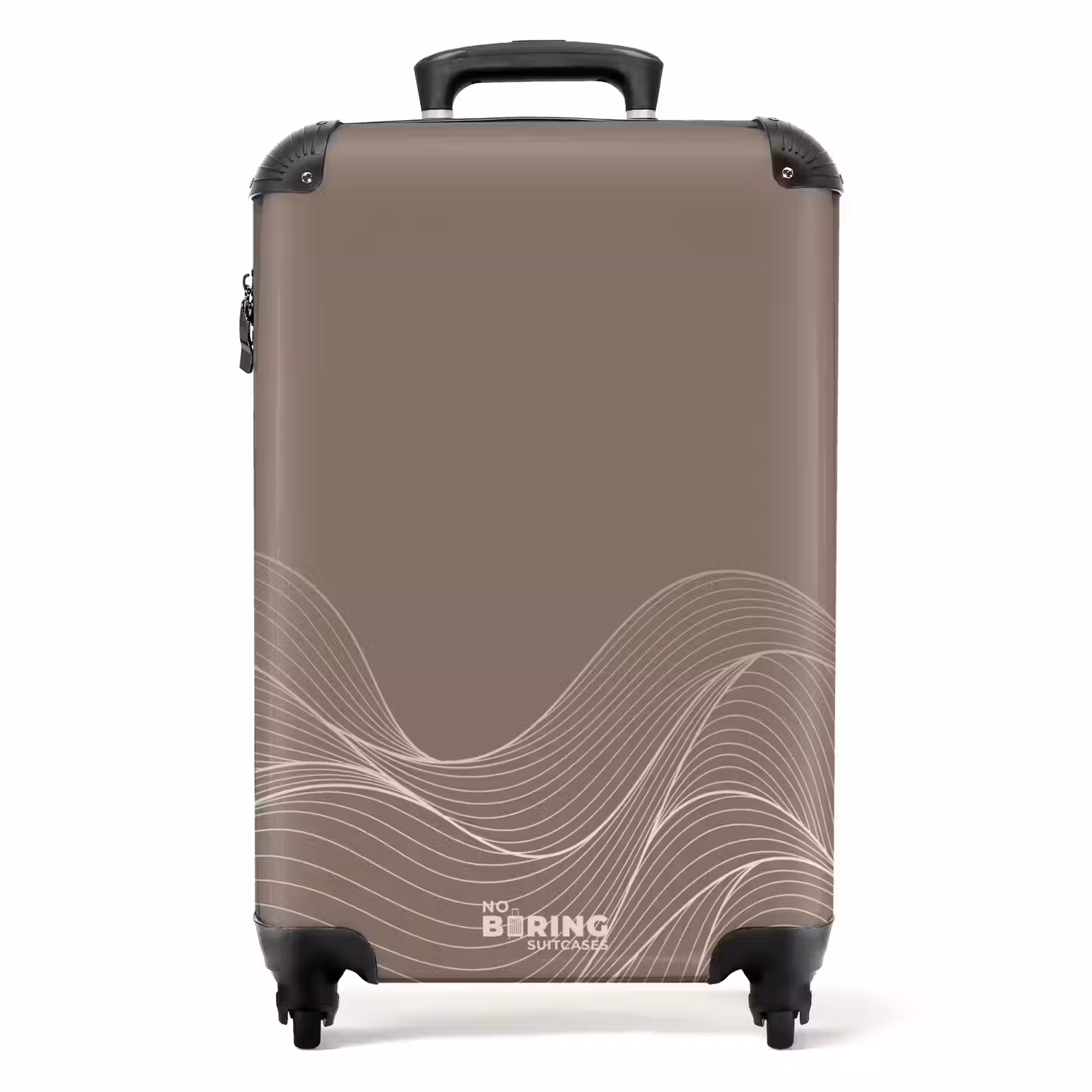 Minimal - Taupe met golven NBS - Handbagage koffer - Unisex middel -productfoto_recht