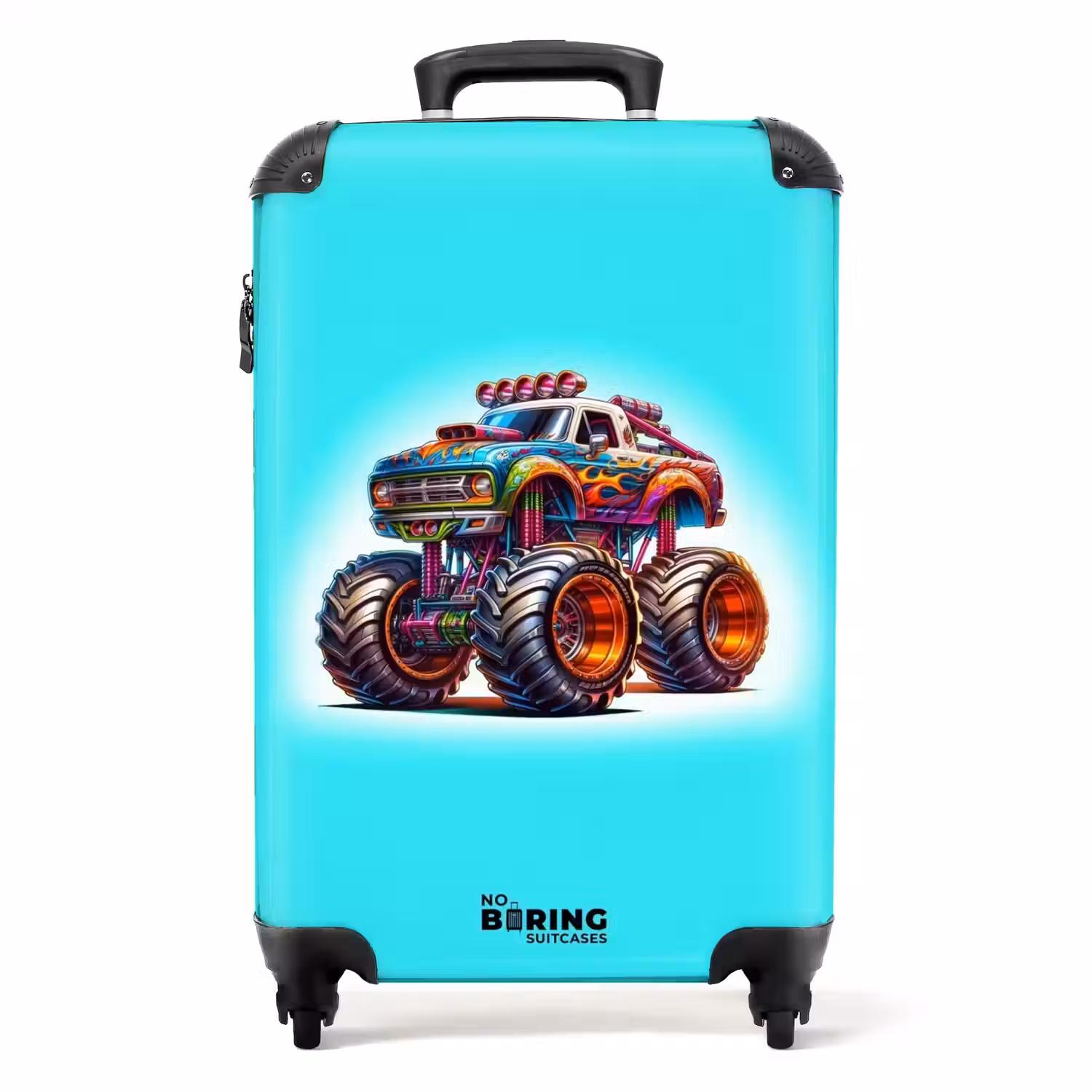 Monstertruck op Lichtblauwe Achtergrond NBS - Handbagage koffer - Unisex middel -productfoto_recht