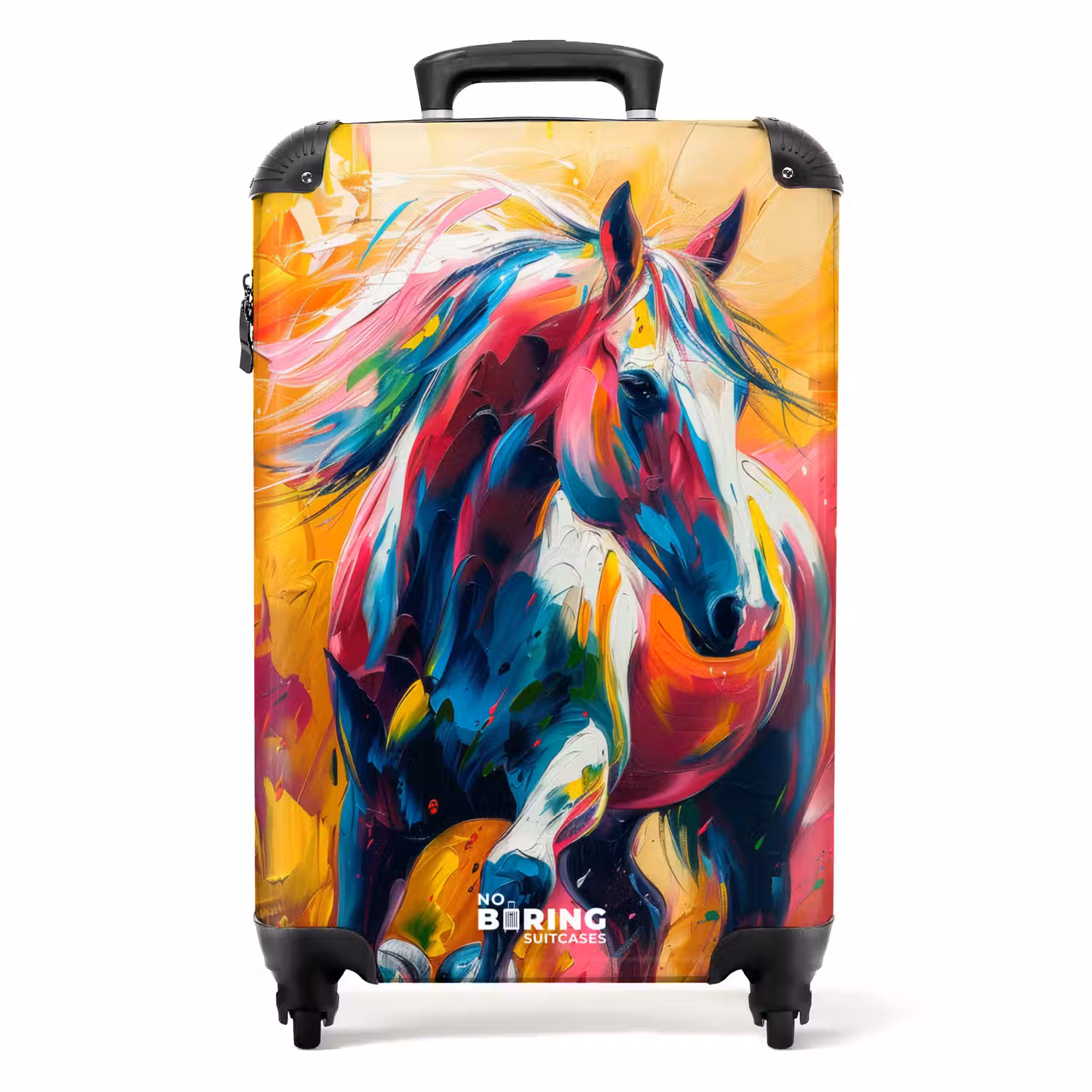 Olieverf kunstwerk van een galopperend paard NBS - Handbagage koffer - Unisex middel -productfoto_recht