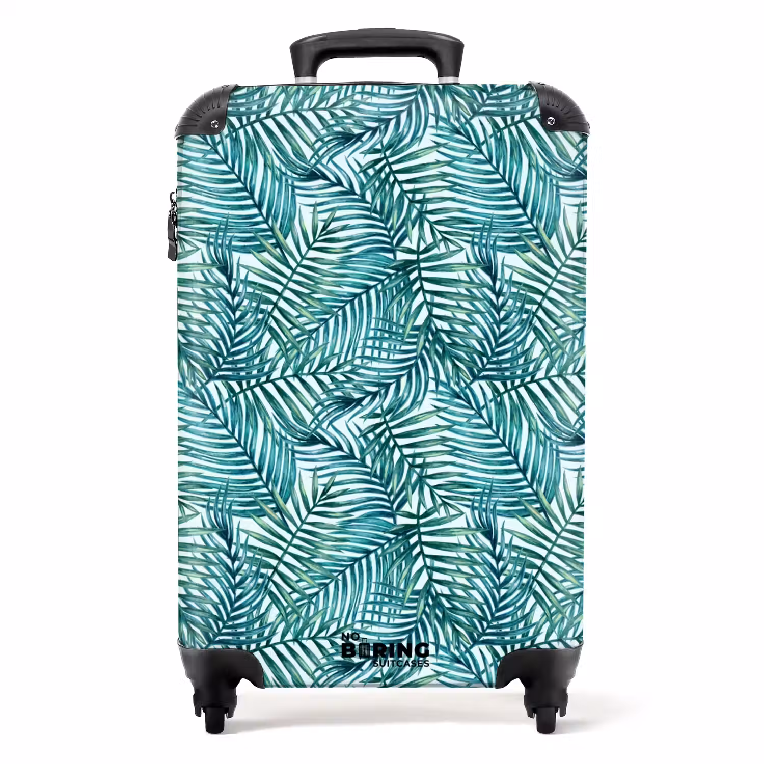 Palm bladeren patroon kleurrijk blauw NBS - Handbagage koffer - Volwassenen Unisex middel -productfoto_recht