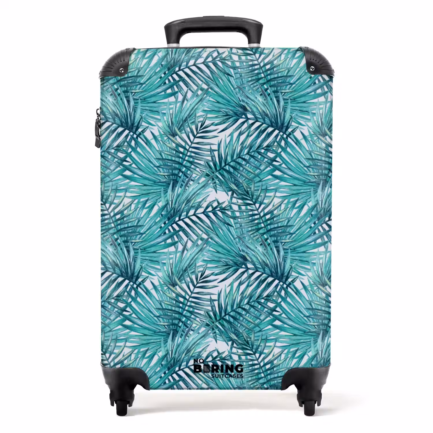 Palm bladeren patroon licht blauw NBS - Handbagage koffer - Volwassenen Unisex middel -productfoto_recht