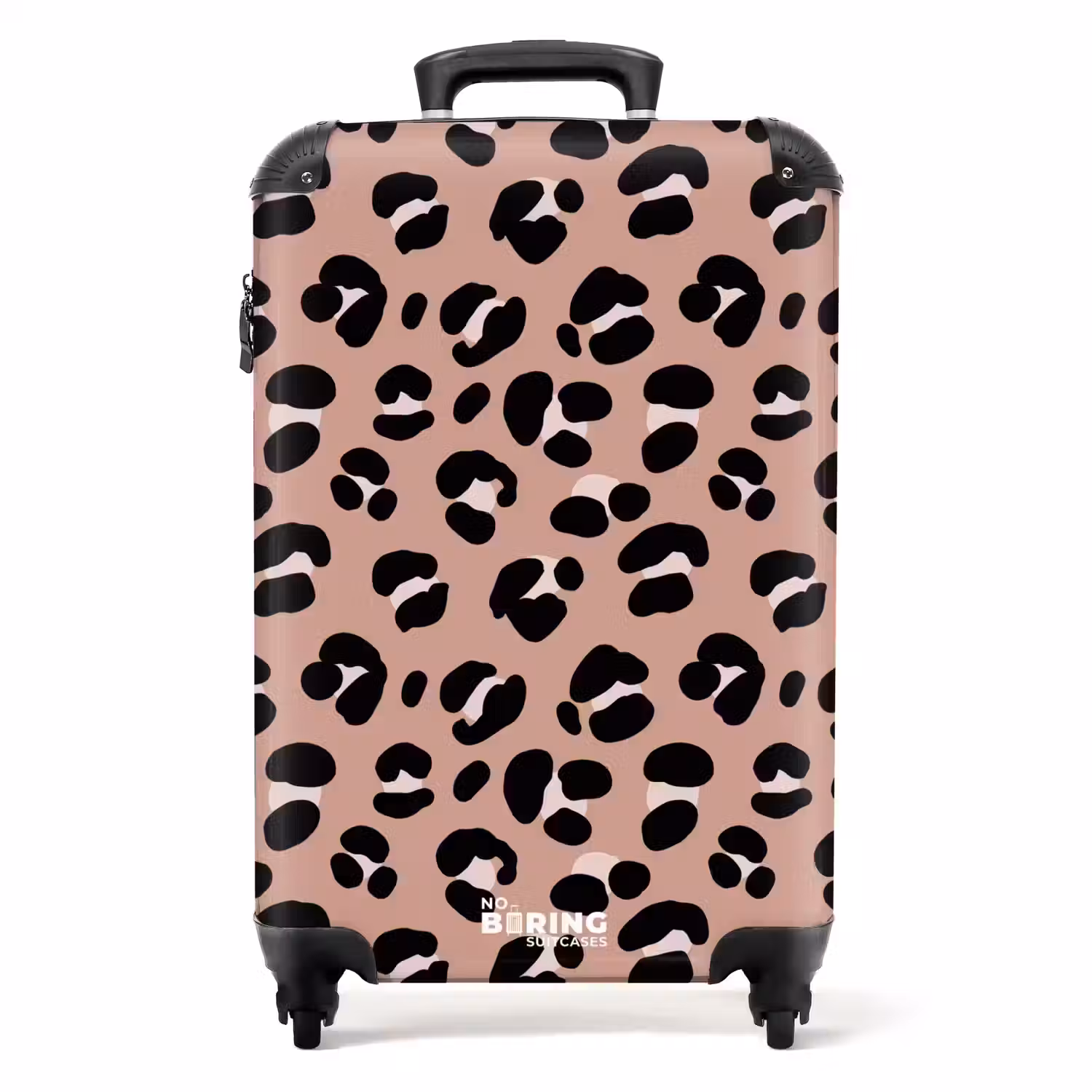 Panterprint op roze achtergrond NBS - Handbagage koffer - Volwassenen Unisex middel -productfoto_recht