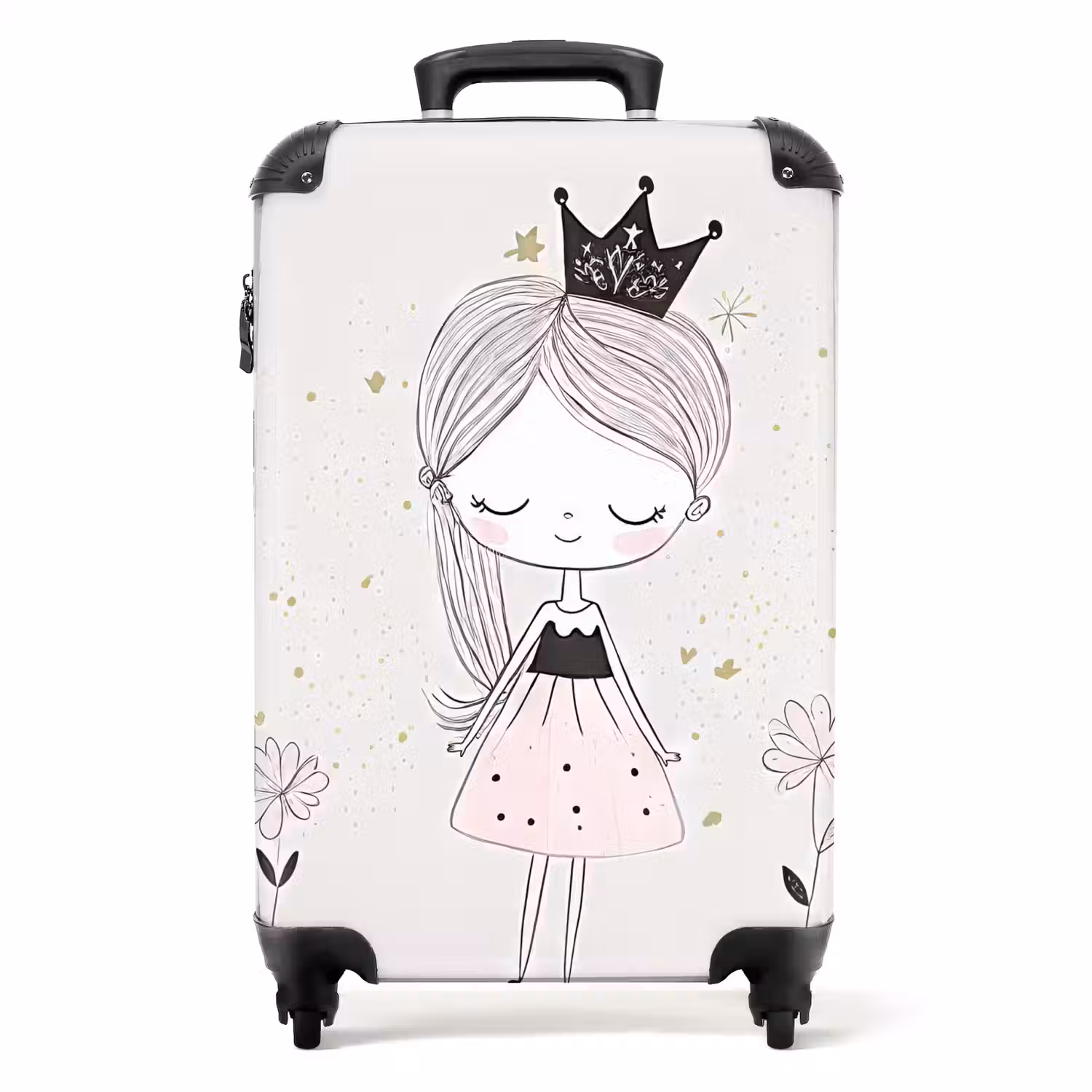 Prinses met zwart jurkje NBS - Handbagage koffer - Unisex middel -productfoto_recht