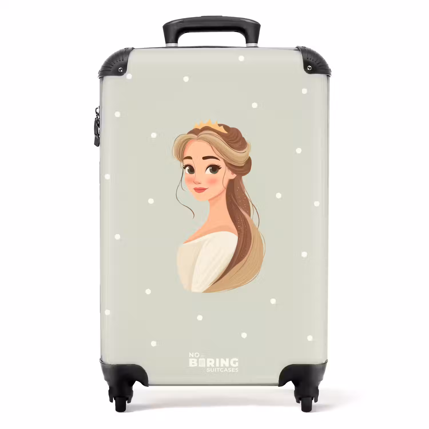 Prinses met tiara op groene stippenachtergrond NBS - Handbagage koffer - Volwassenen Unisex middel -productfoto_recht