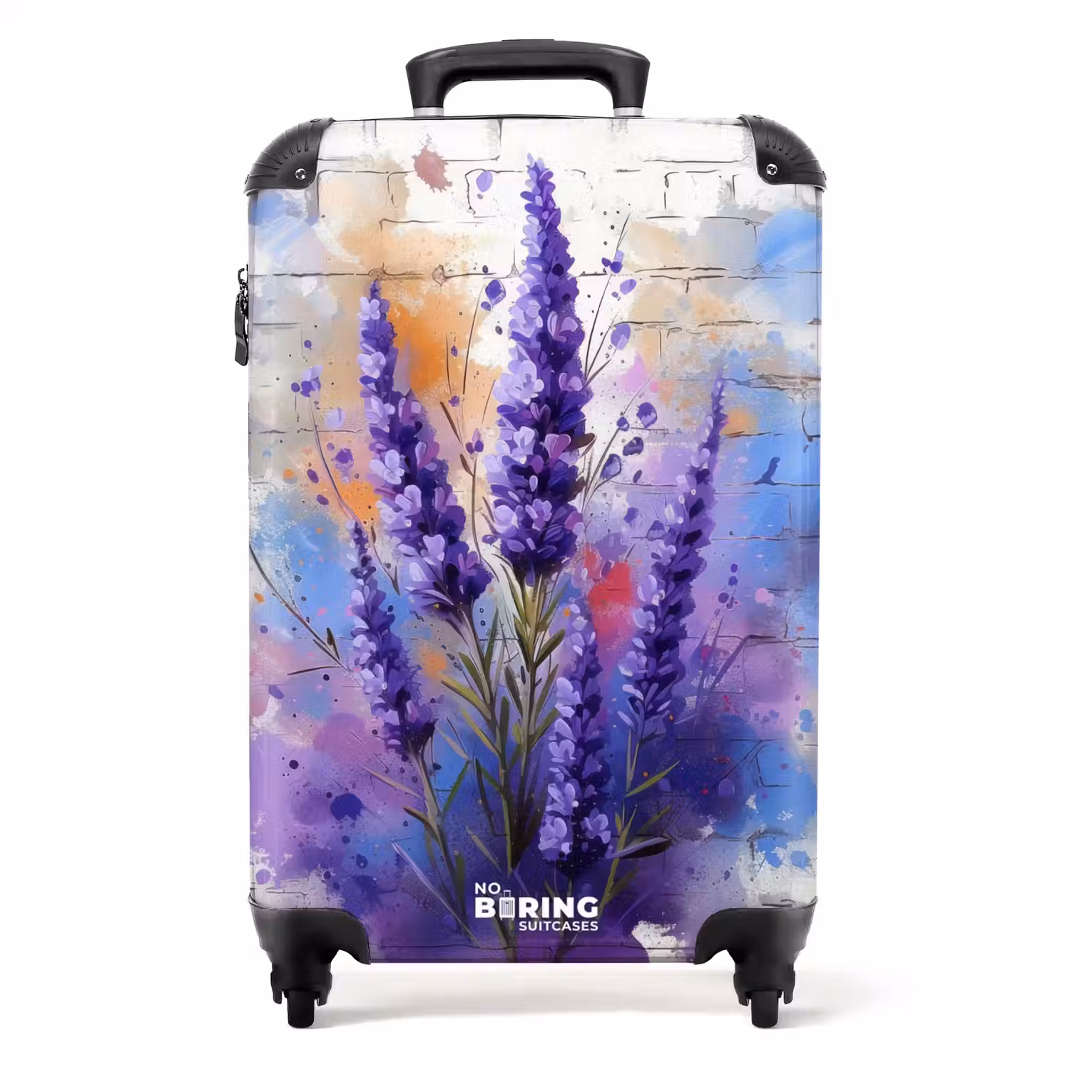 Paarse lavendel in graffiti stijl NBS - Handbagage koffer - Unisex middel -productfoto_recht